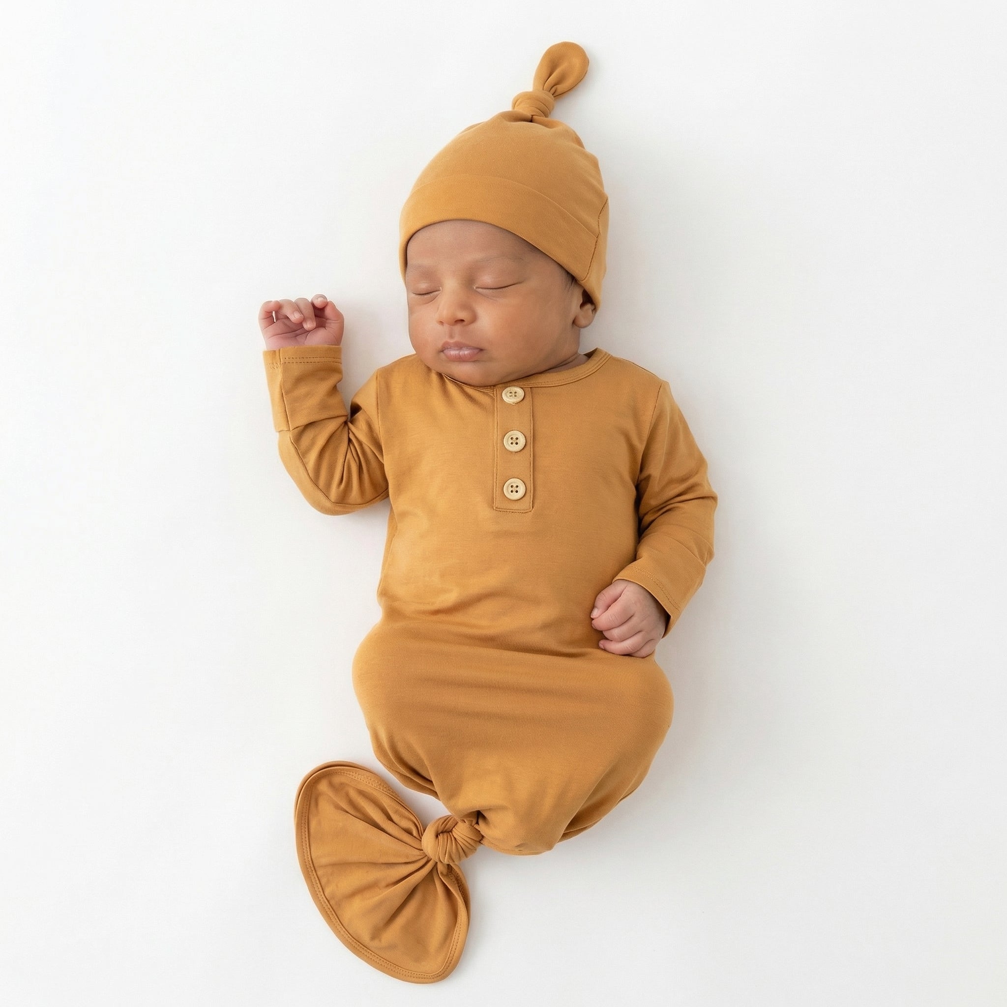 Knotted Gown with Hat in Caramel