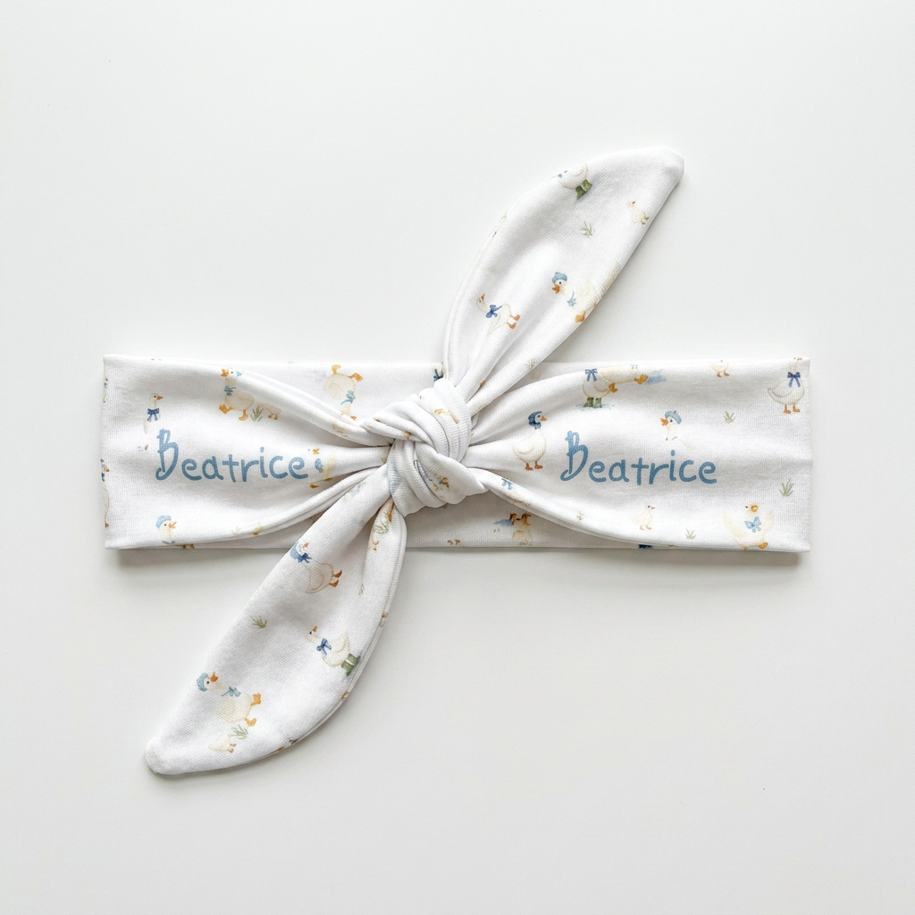 Personalized Knotted Headband in Silly Goose