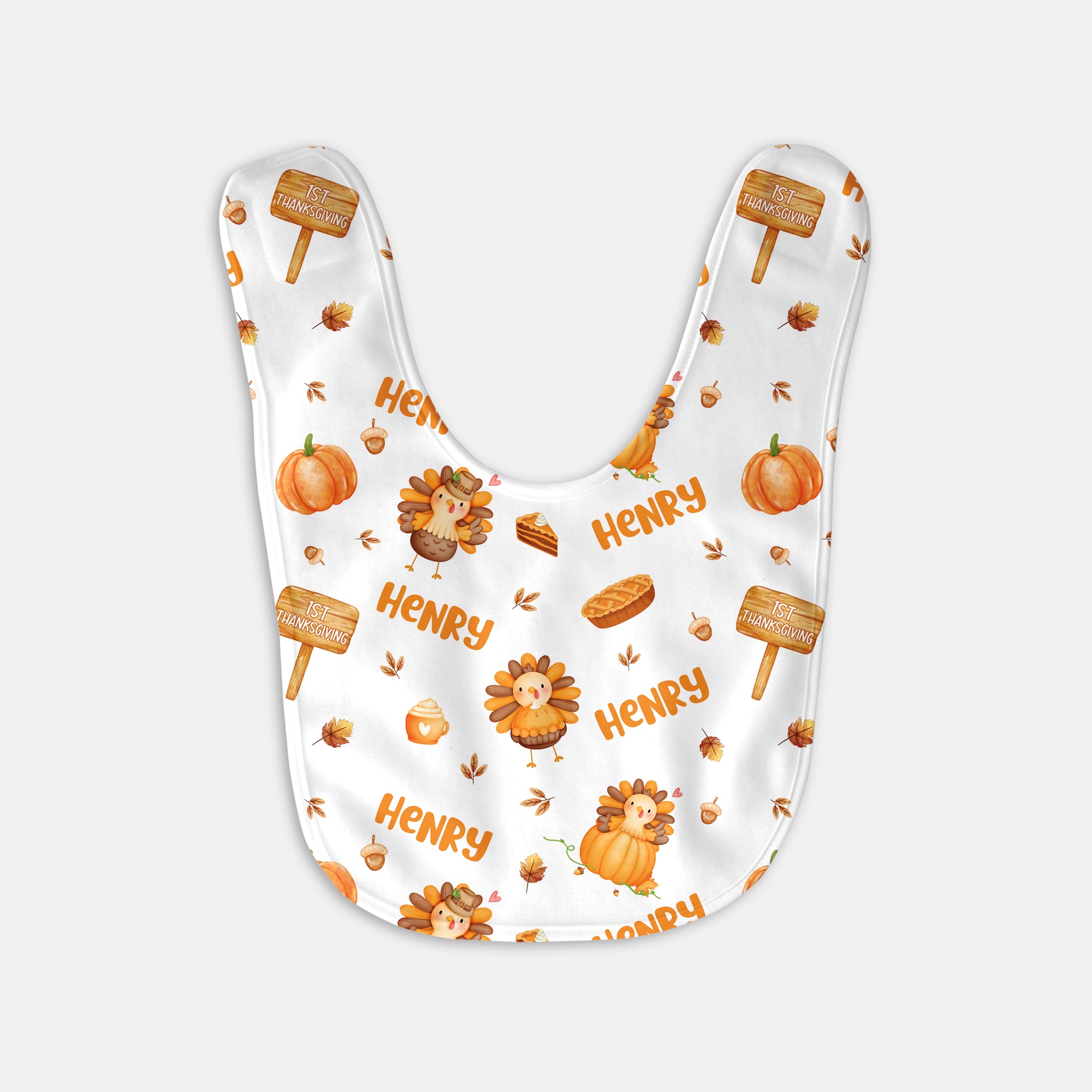 Personalized Bib and Burp Cloth Set in Babe's 1st Thanks Giving