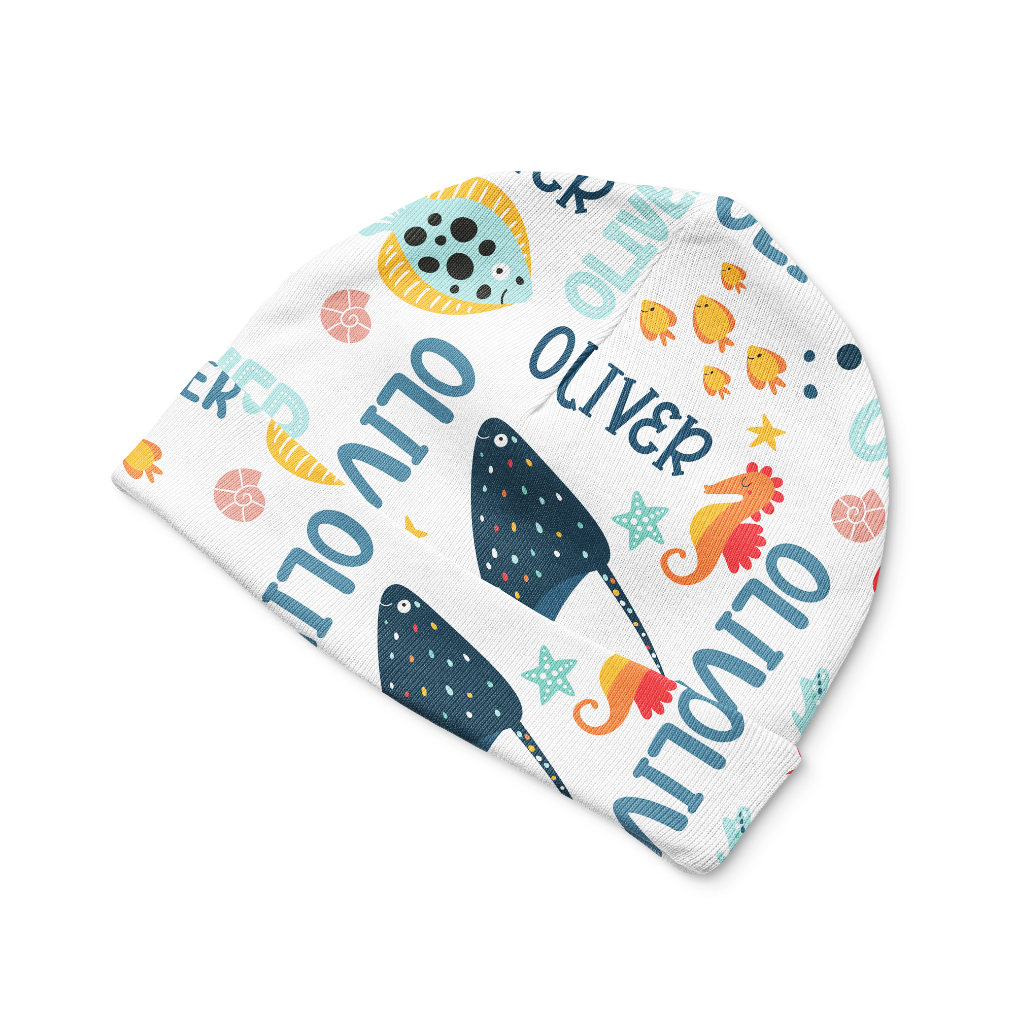 Personalized Beanie in Ocean Animals