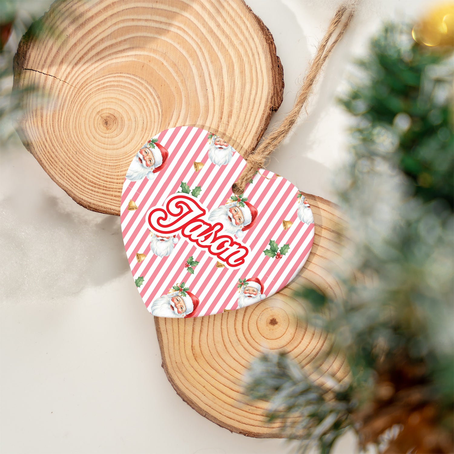 Personalized Ceramic Ornament in Santa Baby Circle