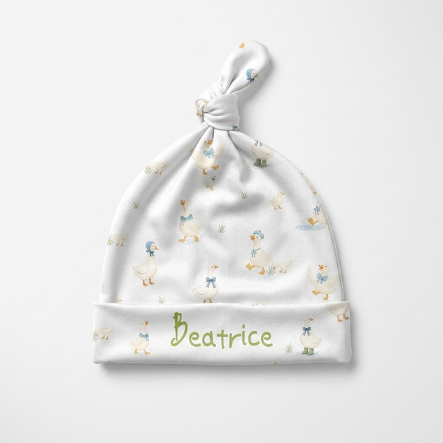 Personalized Knotted Hat in Silly Goose