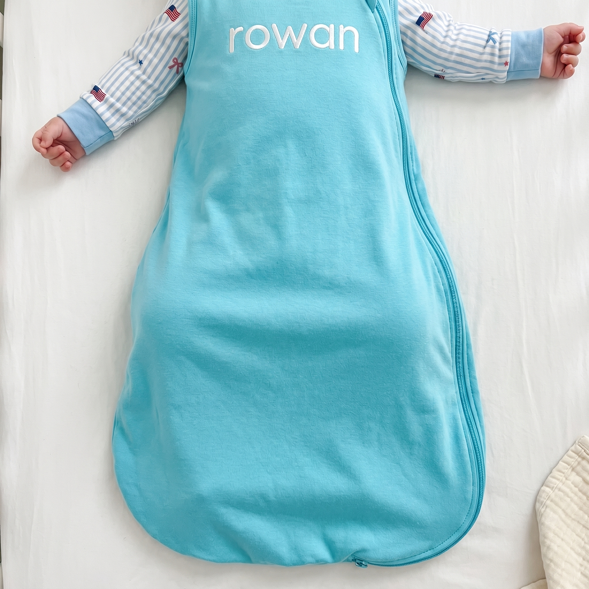 Embroidered Sleep Bag in Lake Blue 1.0 TOG