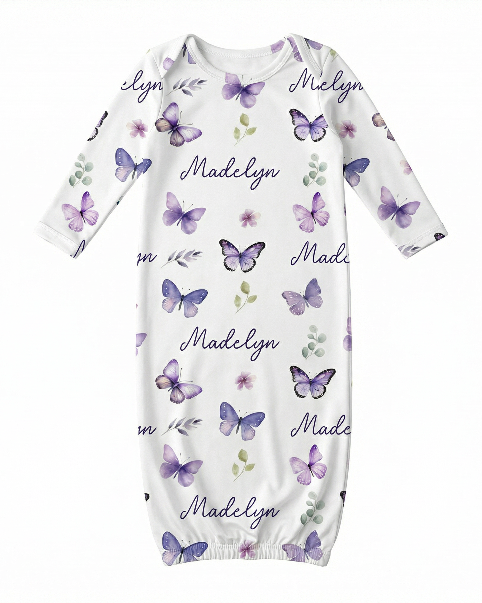 Personalized Sleep Gown in Purple Butterfly
