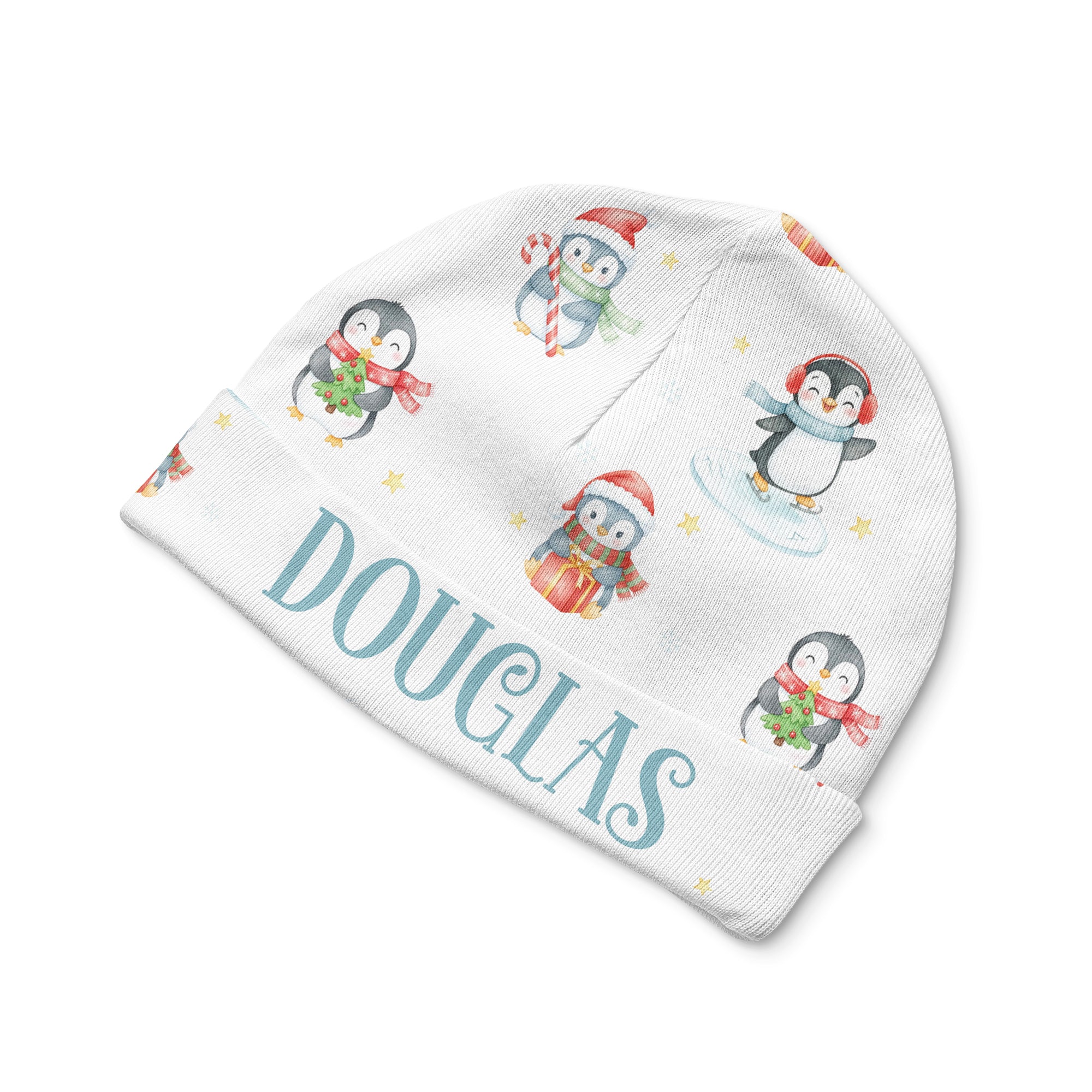 Personalized Beanie in Snow Penguin