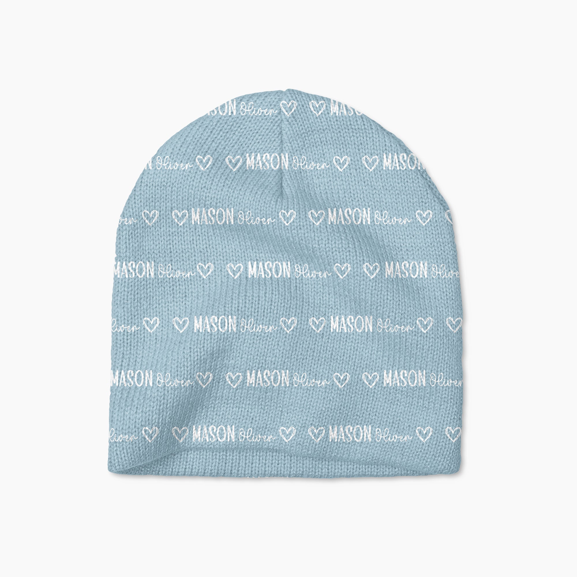 Personalized Beanie Mono Name in Light Dutty Blue