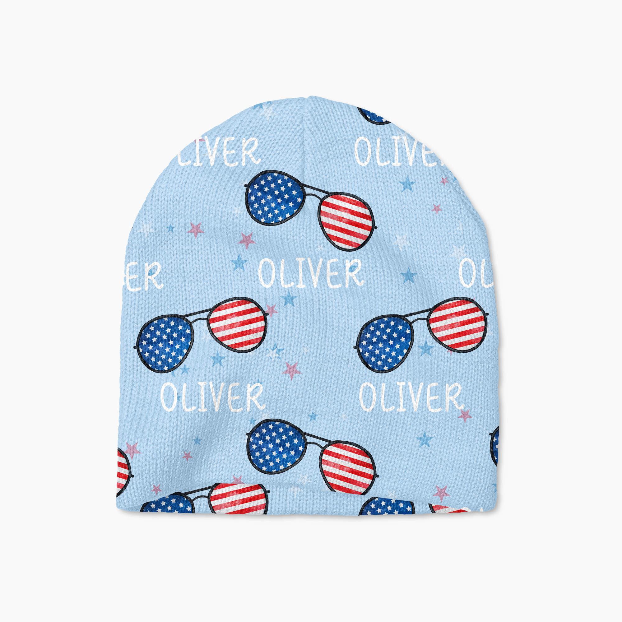 Patriotic Stars Stripes Personalized Beanie Hat
