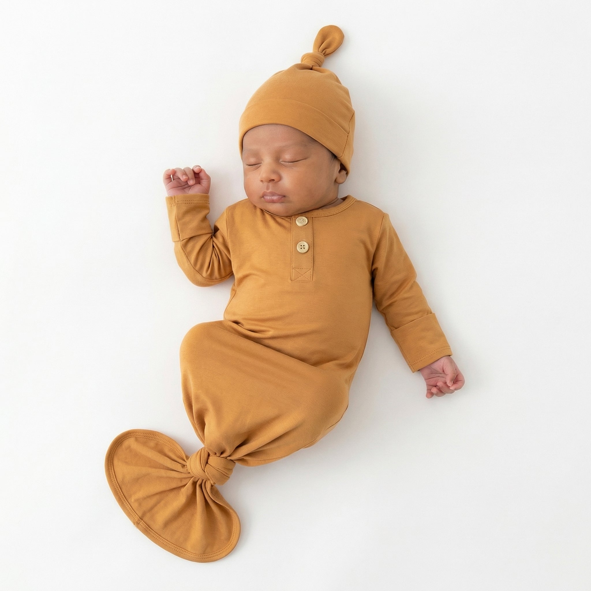 Knotted Gown with Hat in Caramel