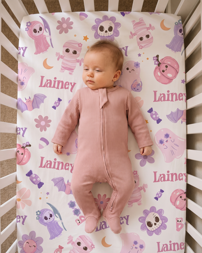 Personalized Crib Sheet in Blush Boo