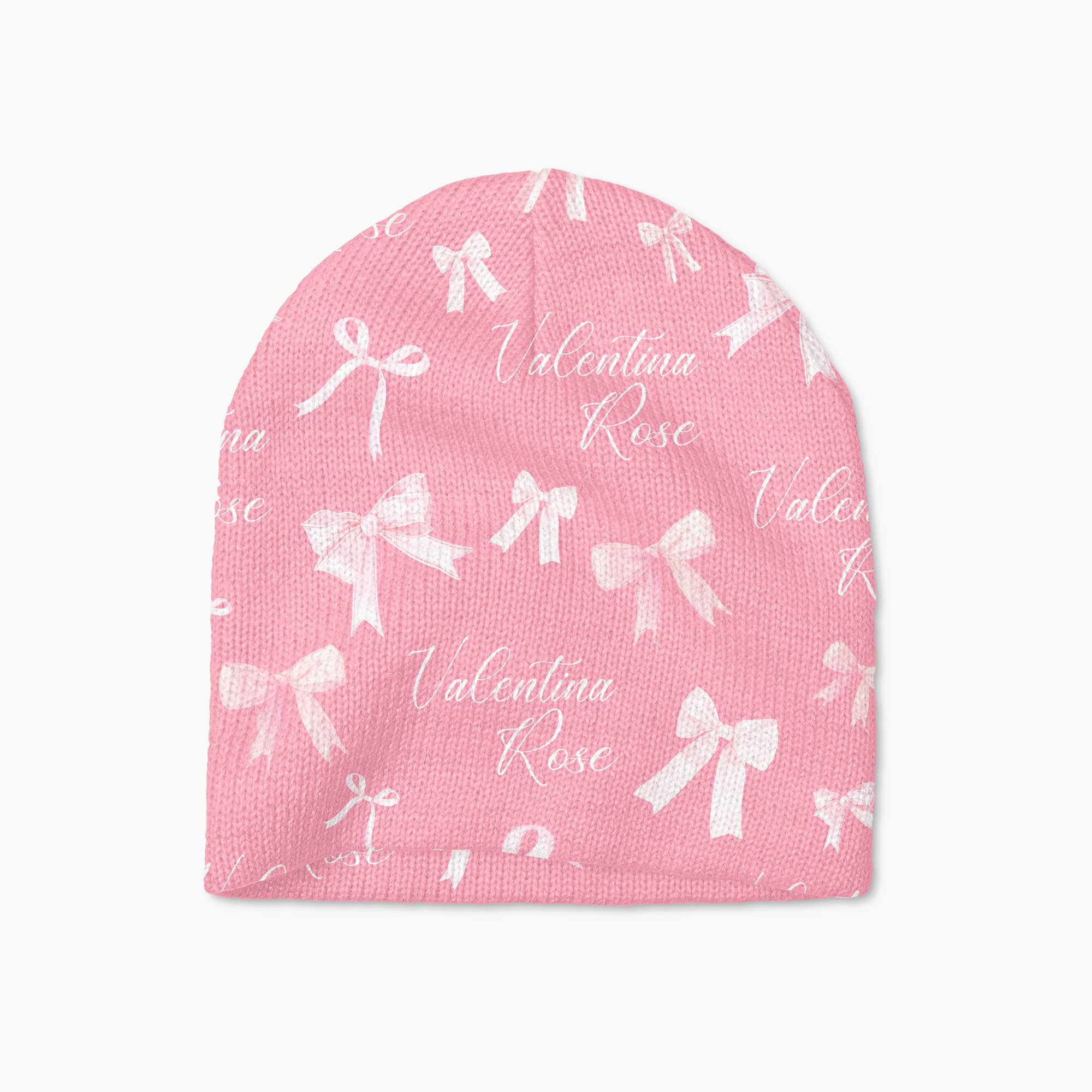 Personalized Beanie in Pink Coquette Bow