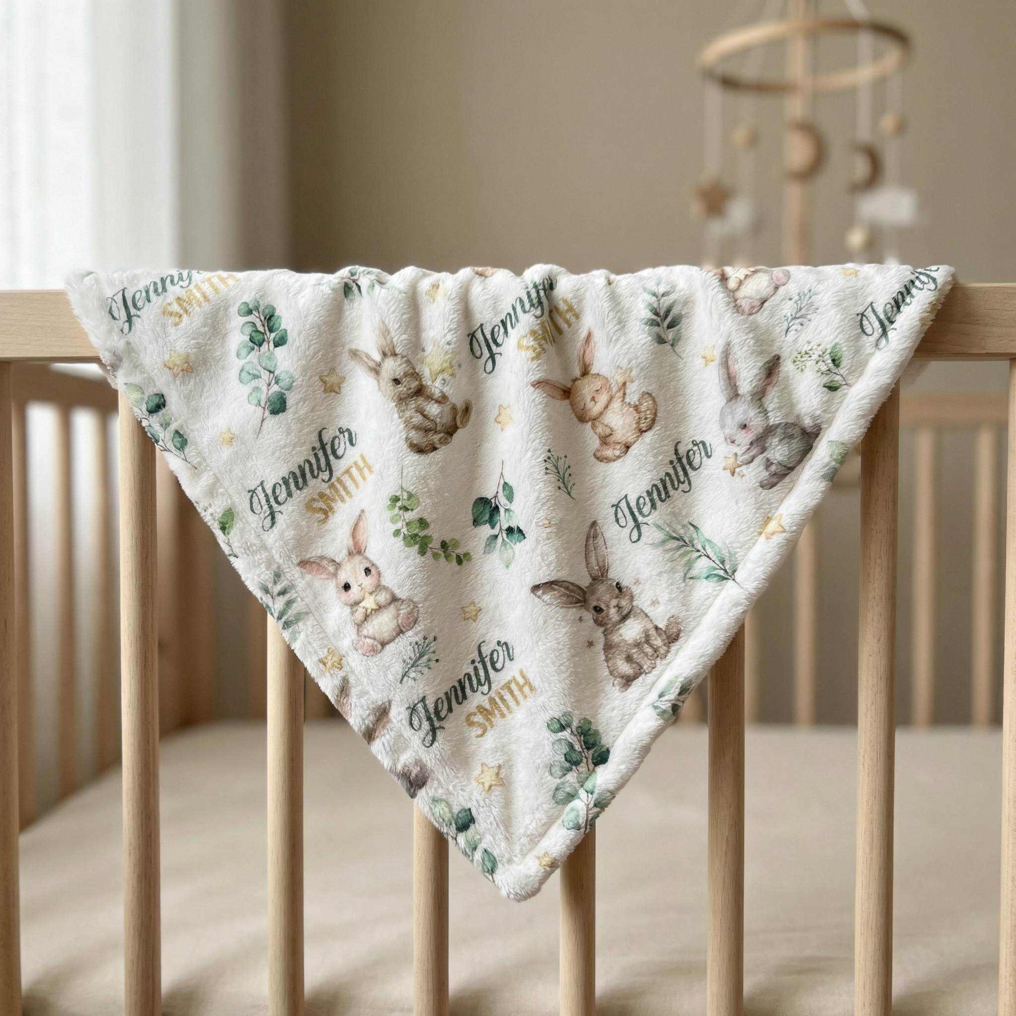 Personalized Lovey Blanket in Bunny Garden