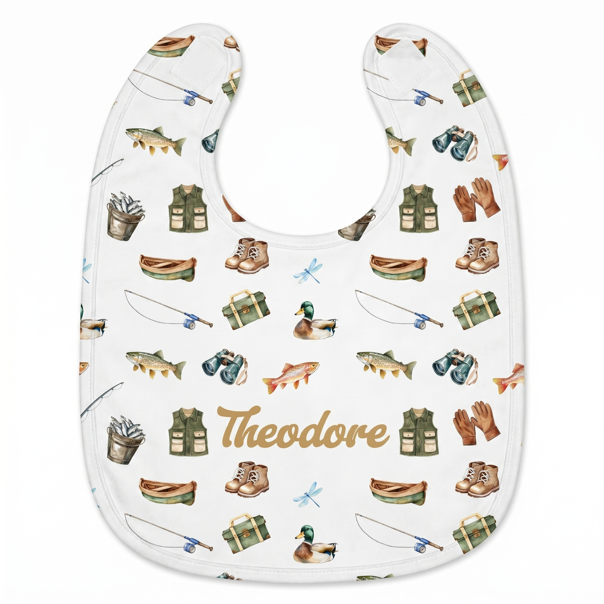 Personalized Bib and Burp Cloths in Fishing Buddy