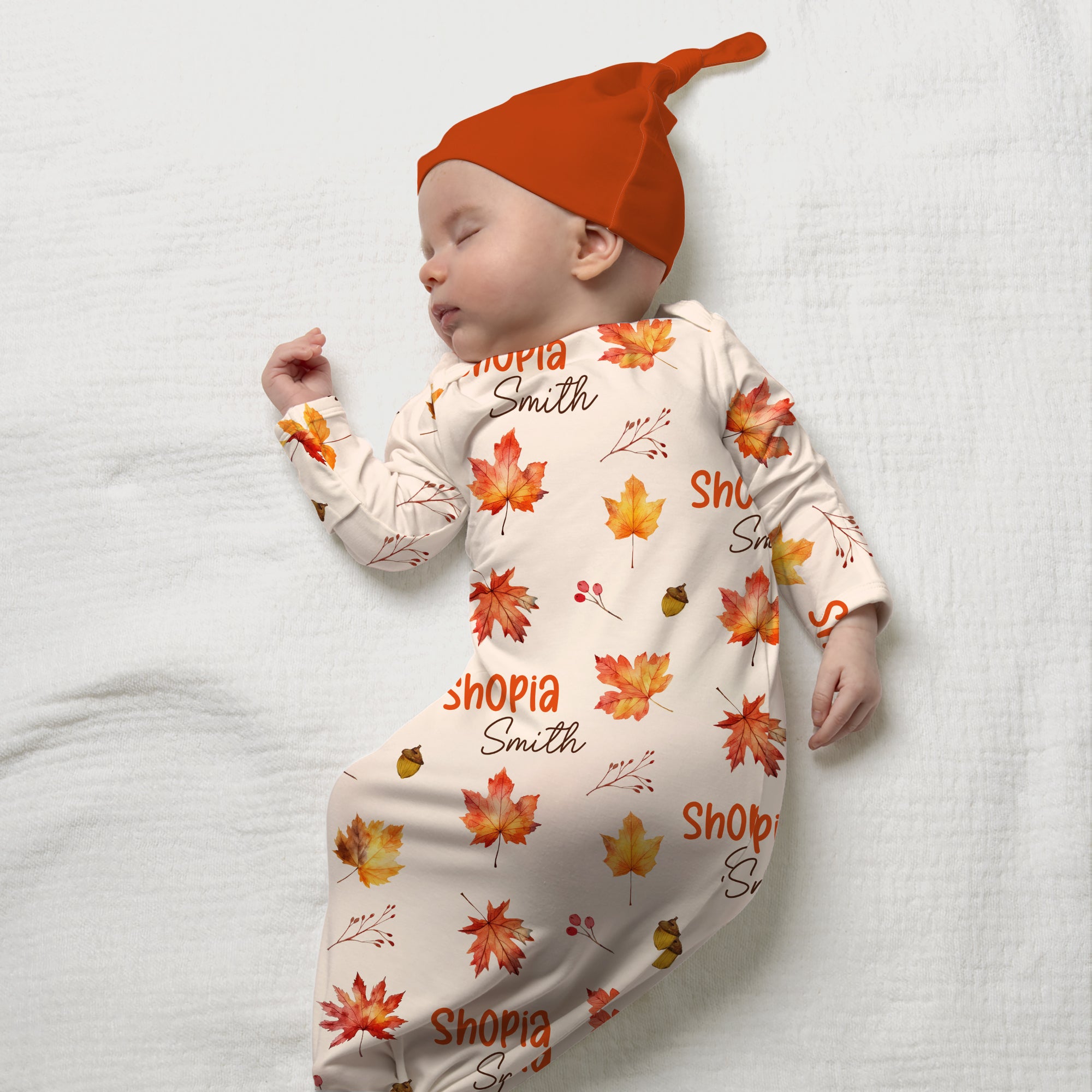 Personalized Sleep Gown in Autumn Leaves