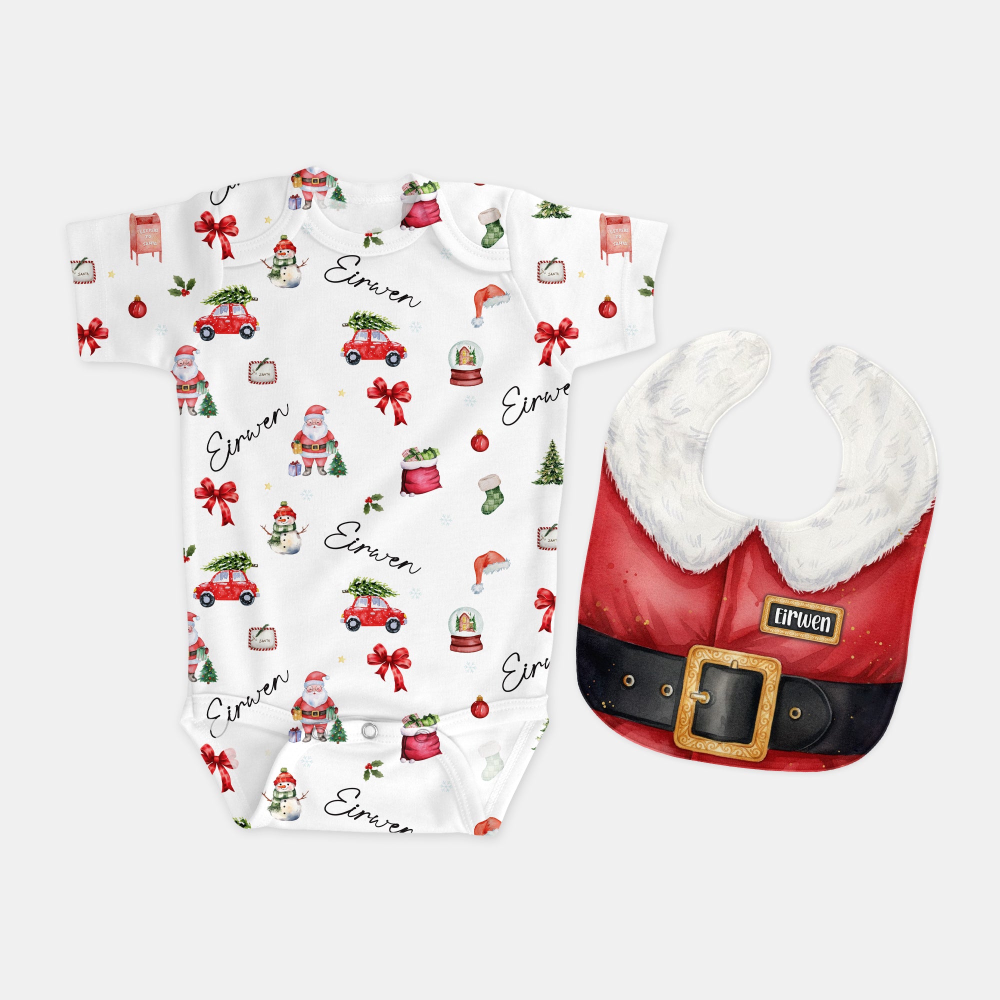 Personalized Graphic Bib in Santa Suit