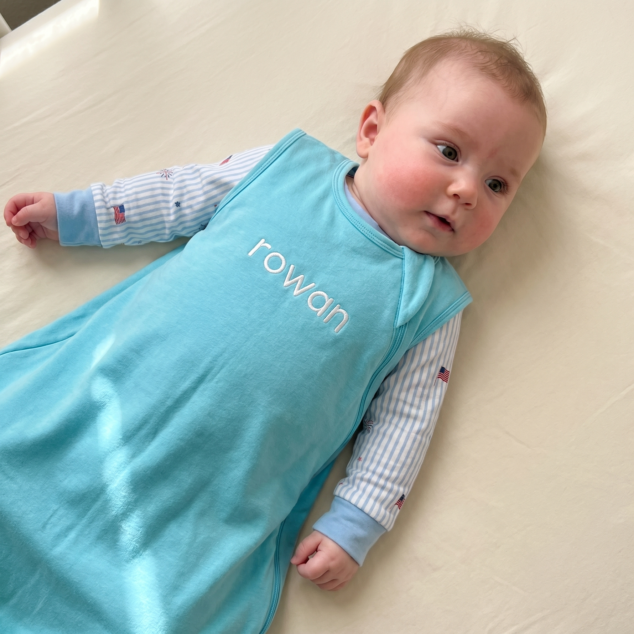 Embroidered Sleep Bag in Lake Blue 1.0 TOG
