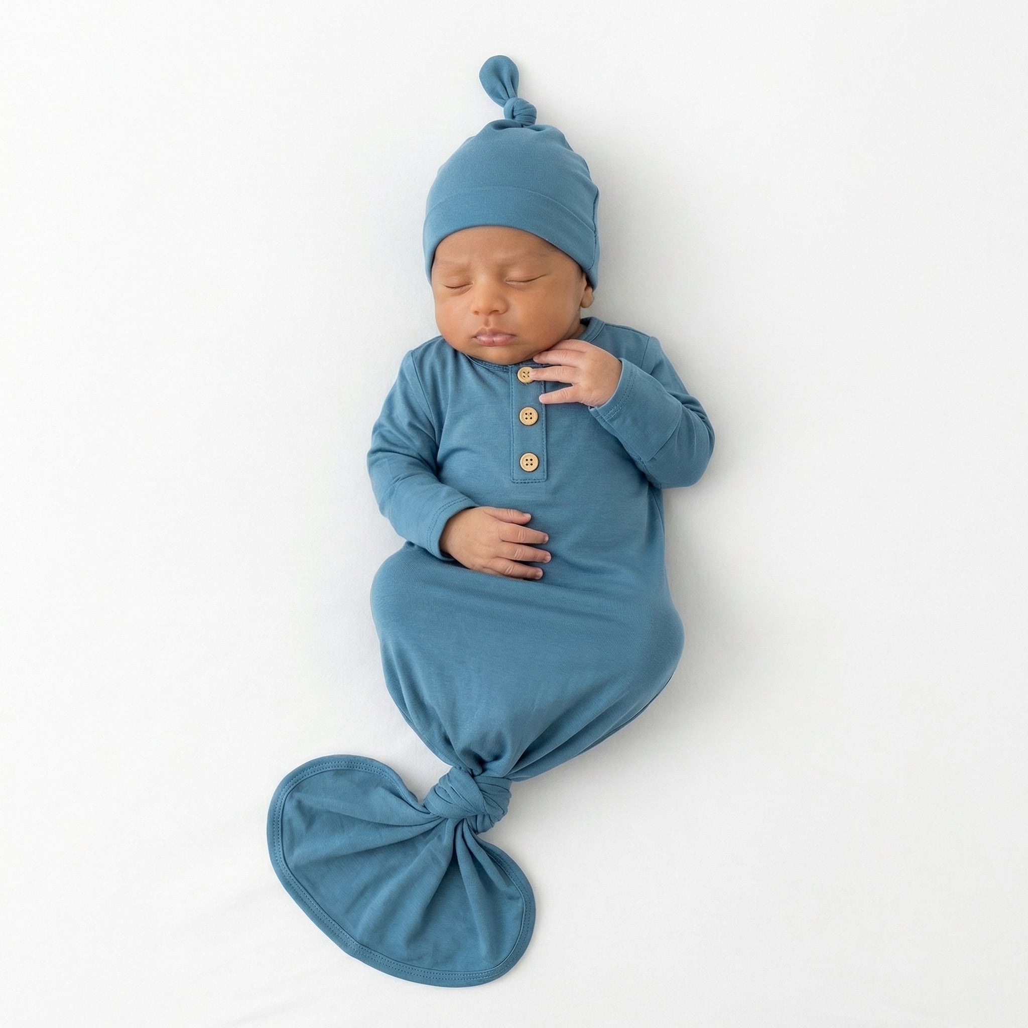 Knotted Gown with Hat in Lagoon Teal