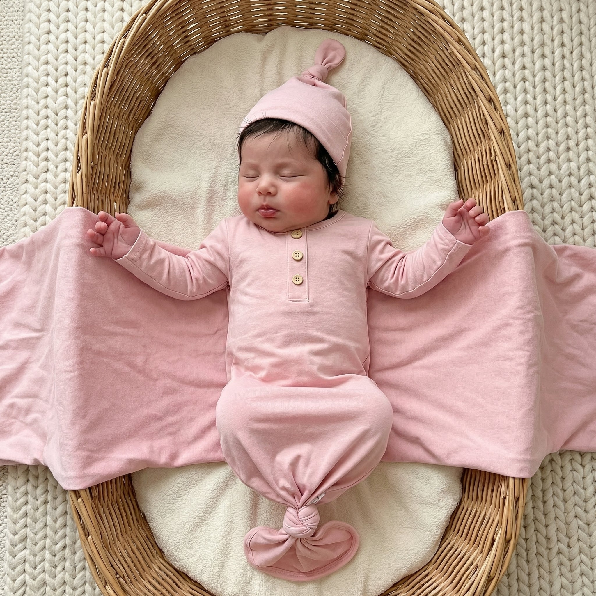 Knotted Gown with Hat in Pastel Pink