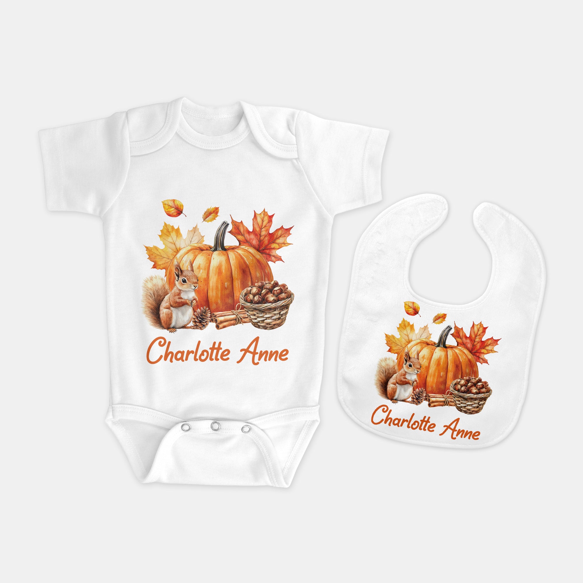 Personalized Bib in Fall Cottage