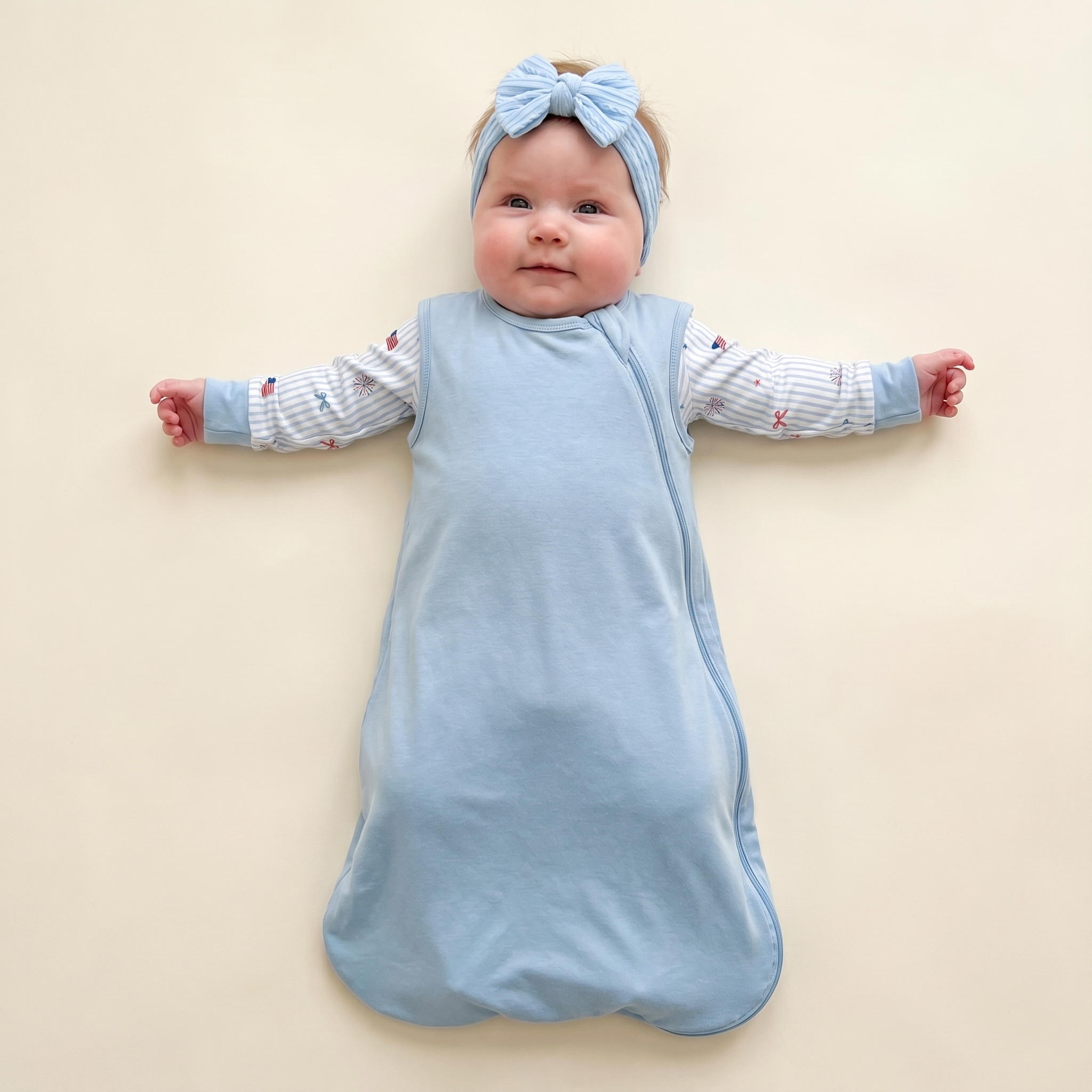 Embroidered Sleep Bag in Blue 0.5 TOG