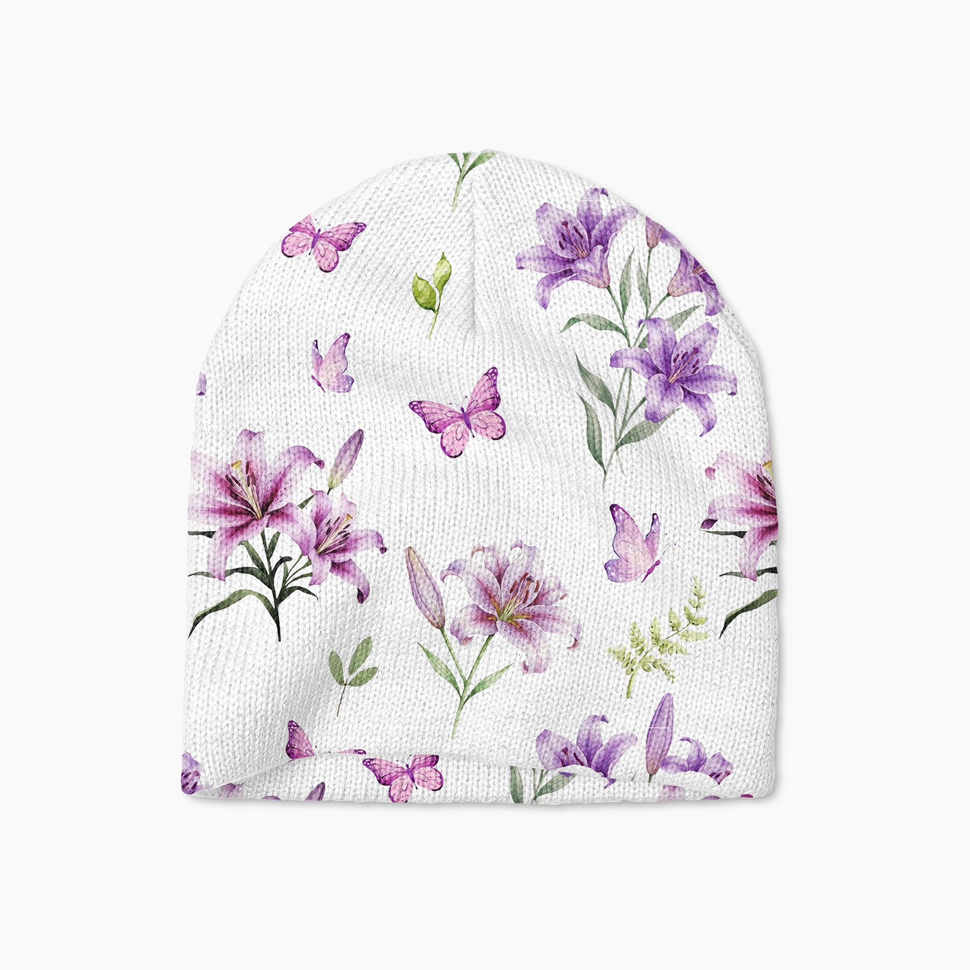 Personalized Beanie in Purple Lilys