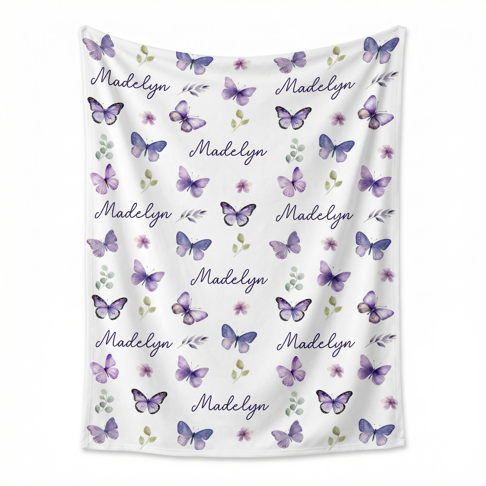 Personalized Swaddle in Purple Butterfly