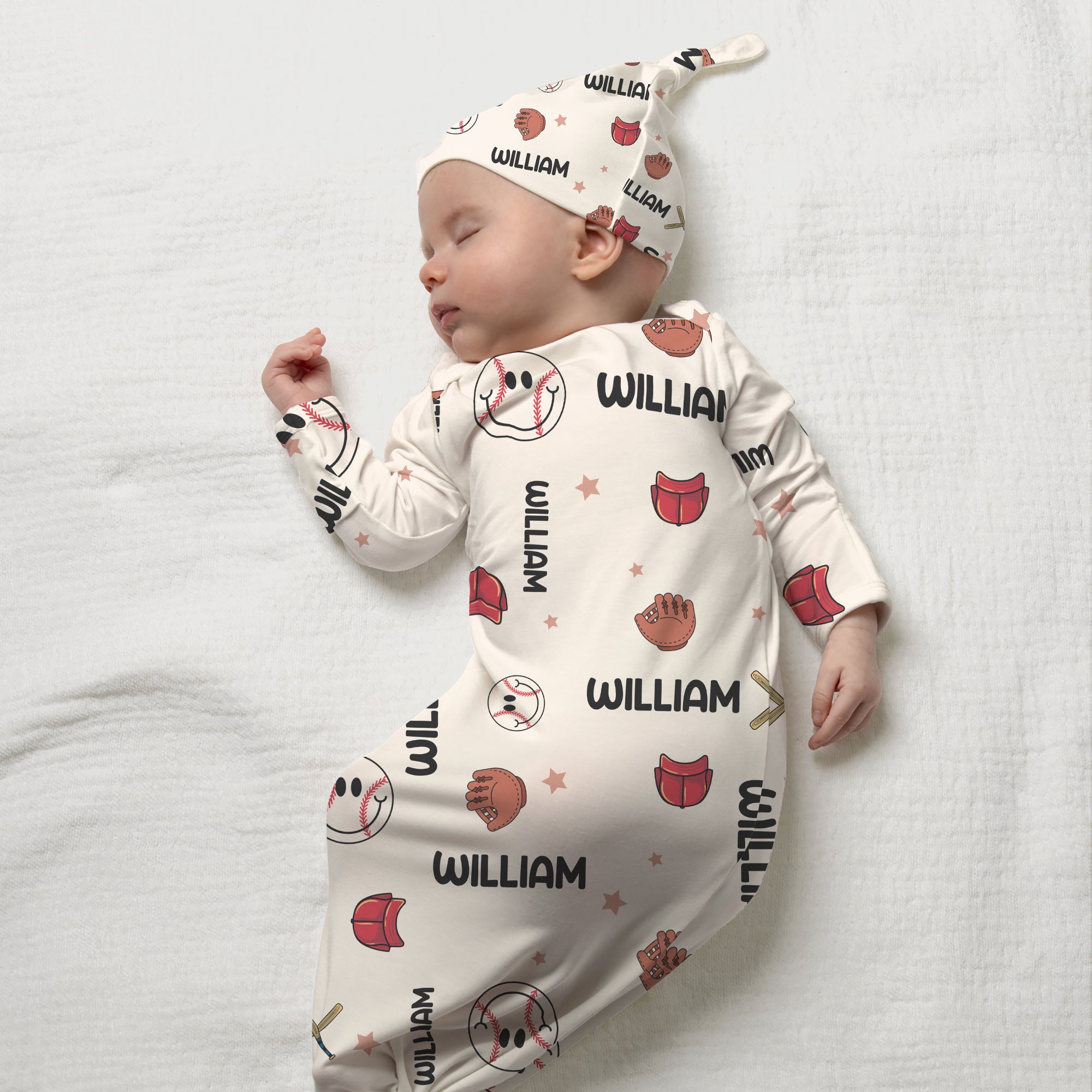 Baseball Personalized Newborn Sleep Gown