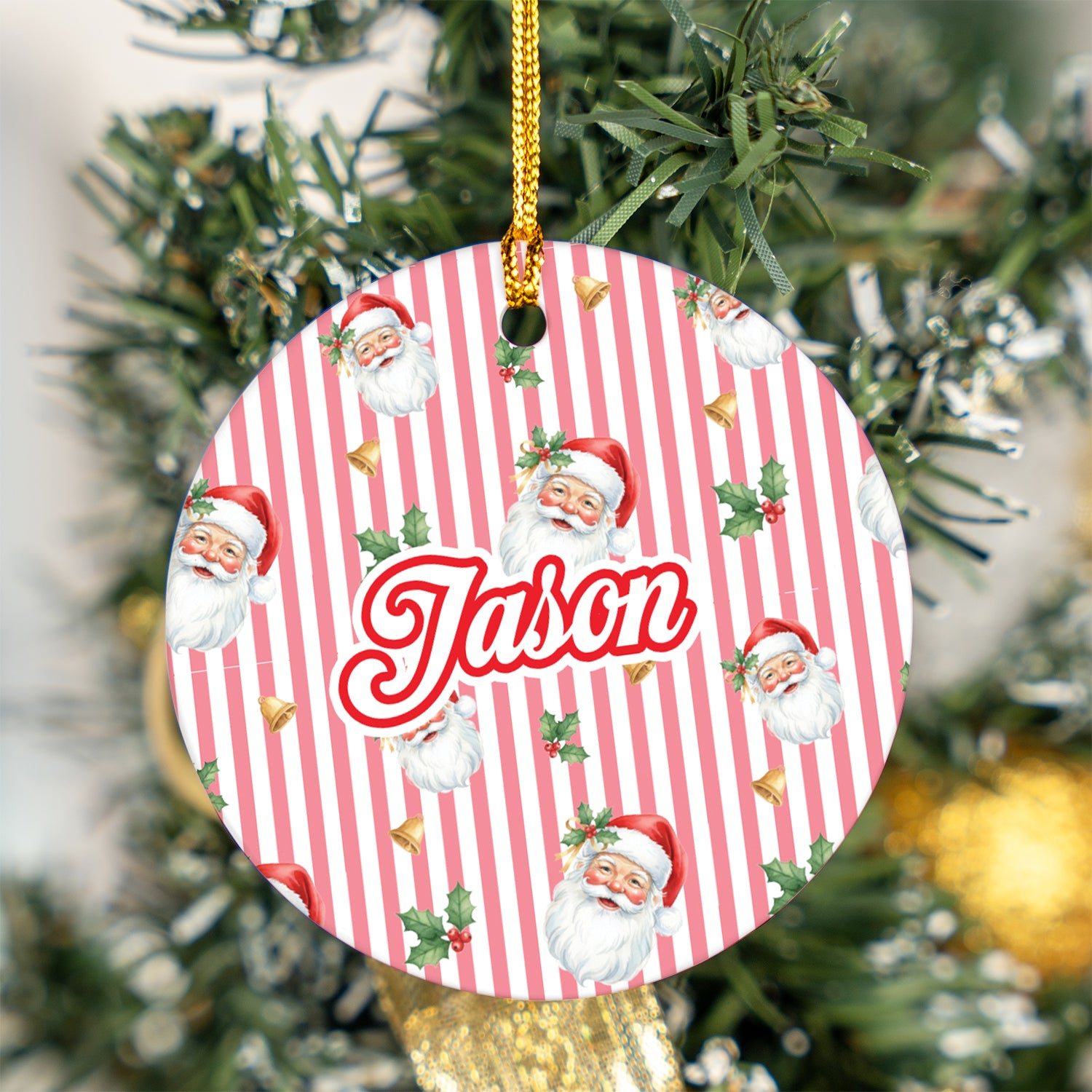 Personalized Ceramic Ornament in Santa Baby Circle