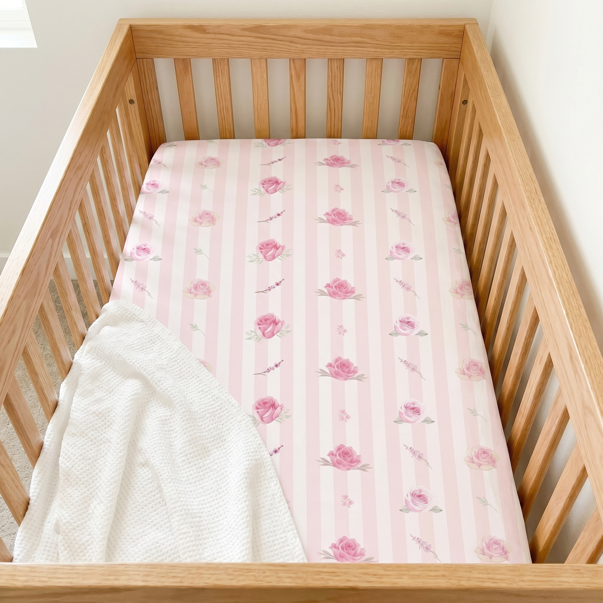 Personalized Crib Sheet in Rosy