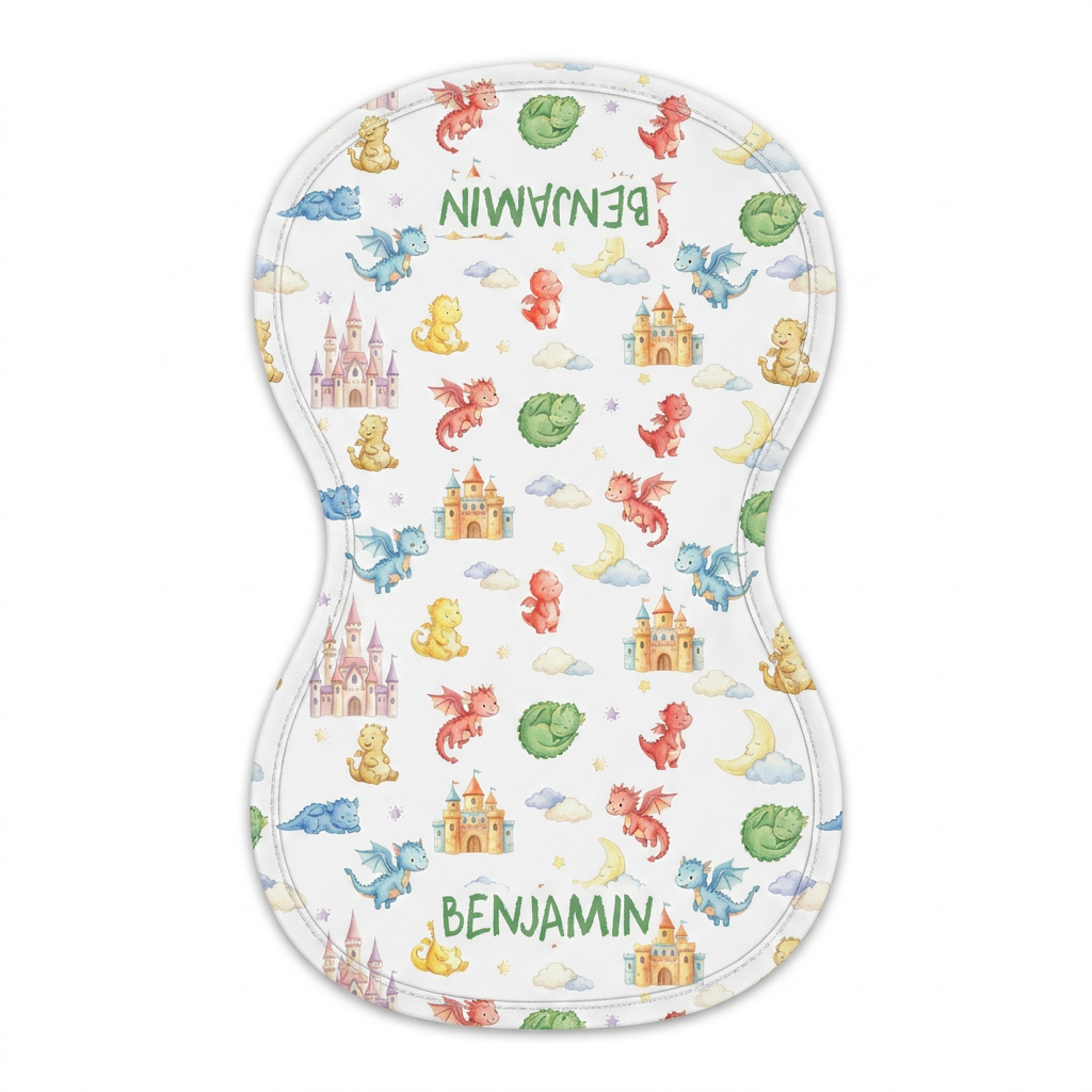 Personalized Bib and Burp Cloths in Dragon Kingdom