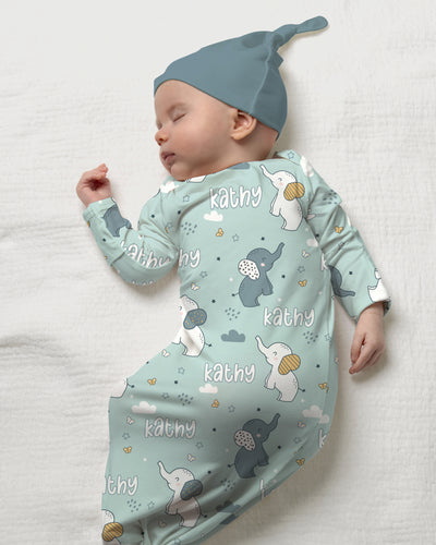 Personalized Sleep Gown in Elephant
