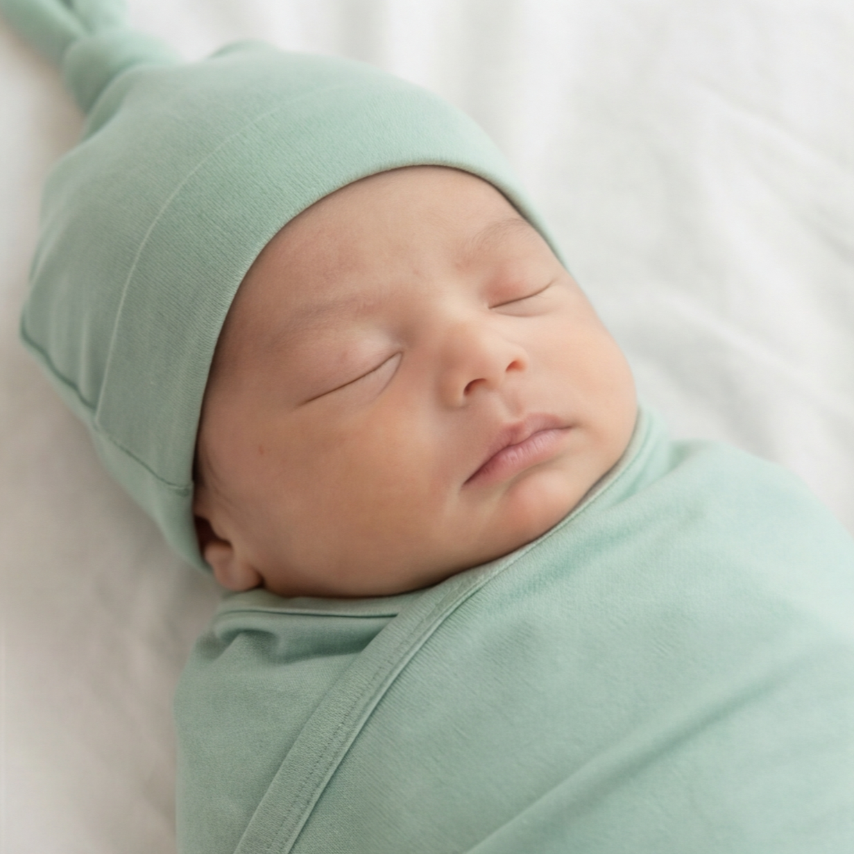Swaddle with Hat Set in Seafoam