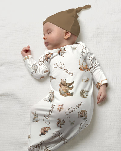 Personalized Sleep Gown in Woodland Animals