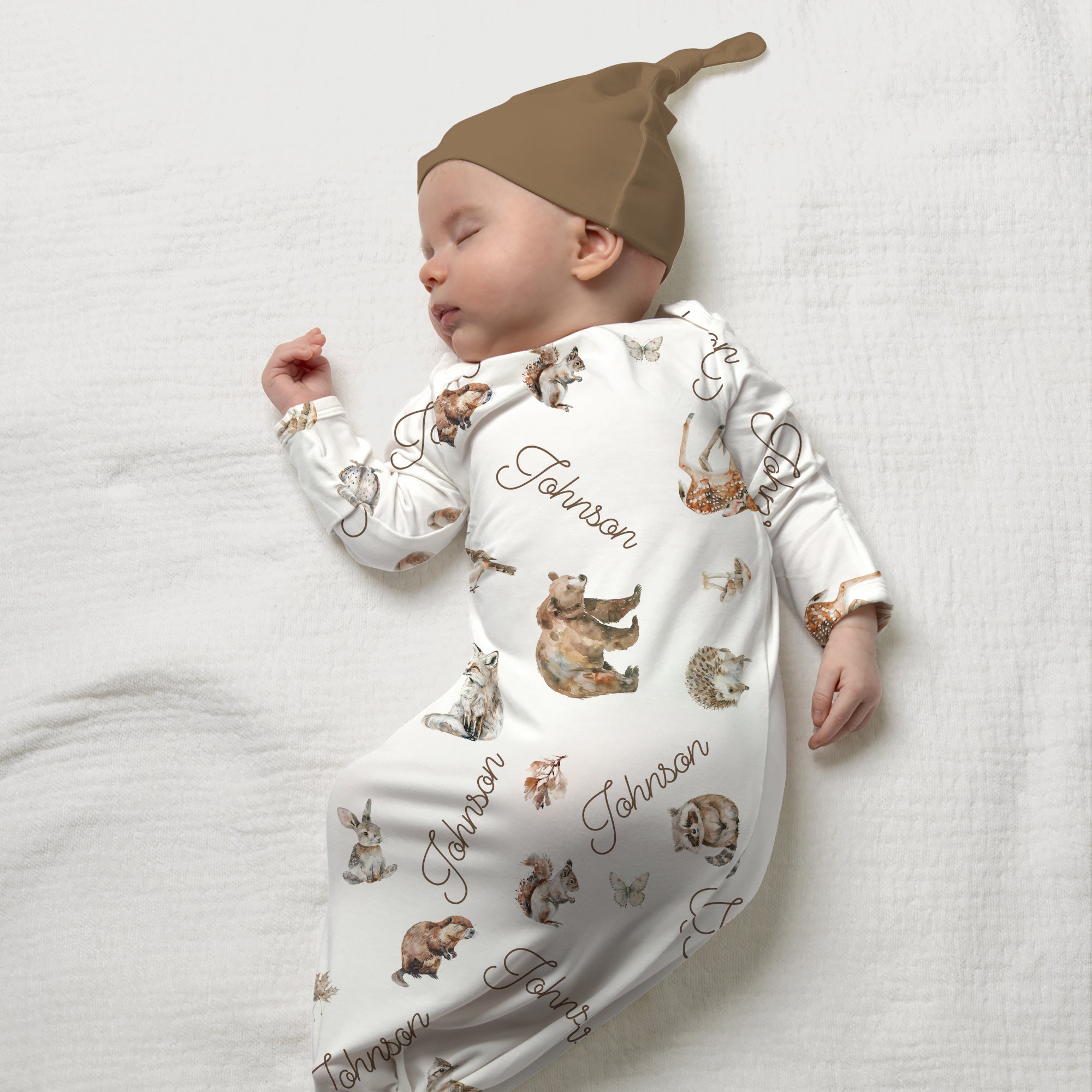Personalized Sleep Gown in Woodland Animals