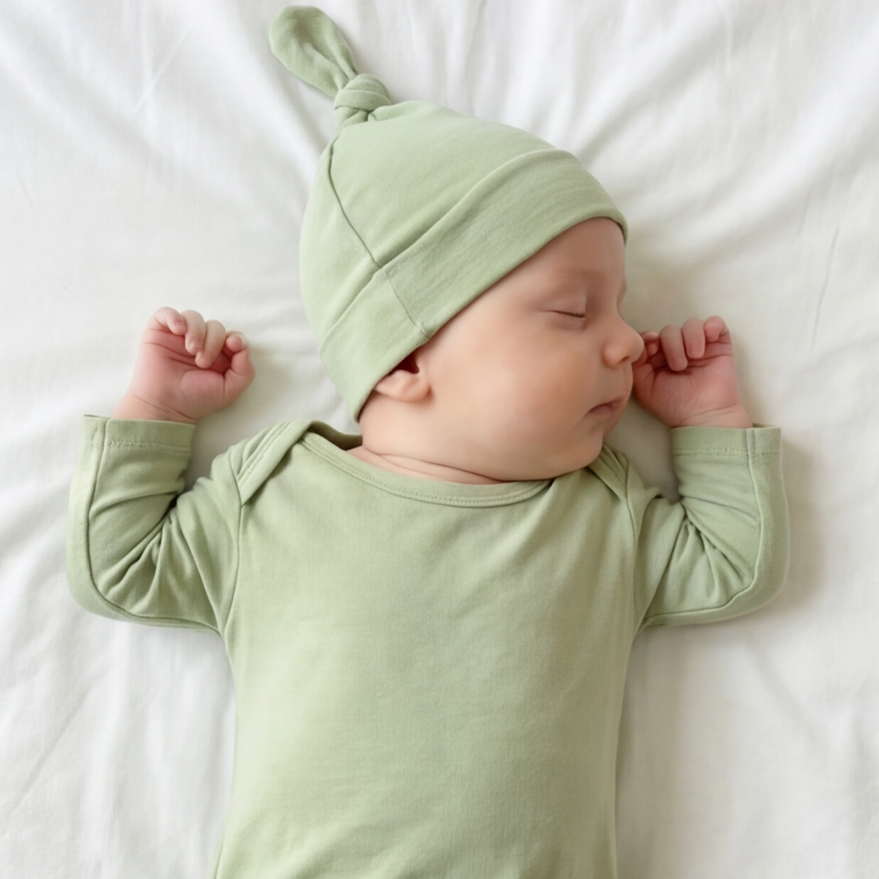 Sleep Gown with Hat Set in Mint Sage
