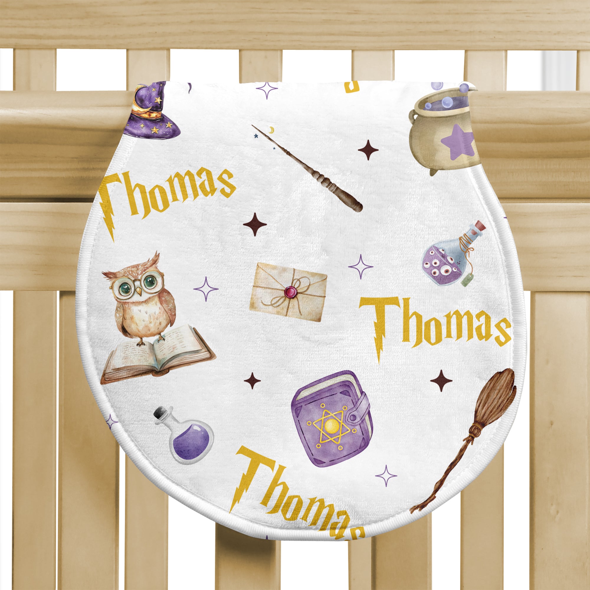 Personalized Bib and Burp Cloth Set in Wizard School
