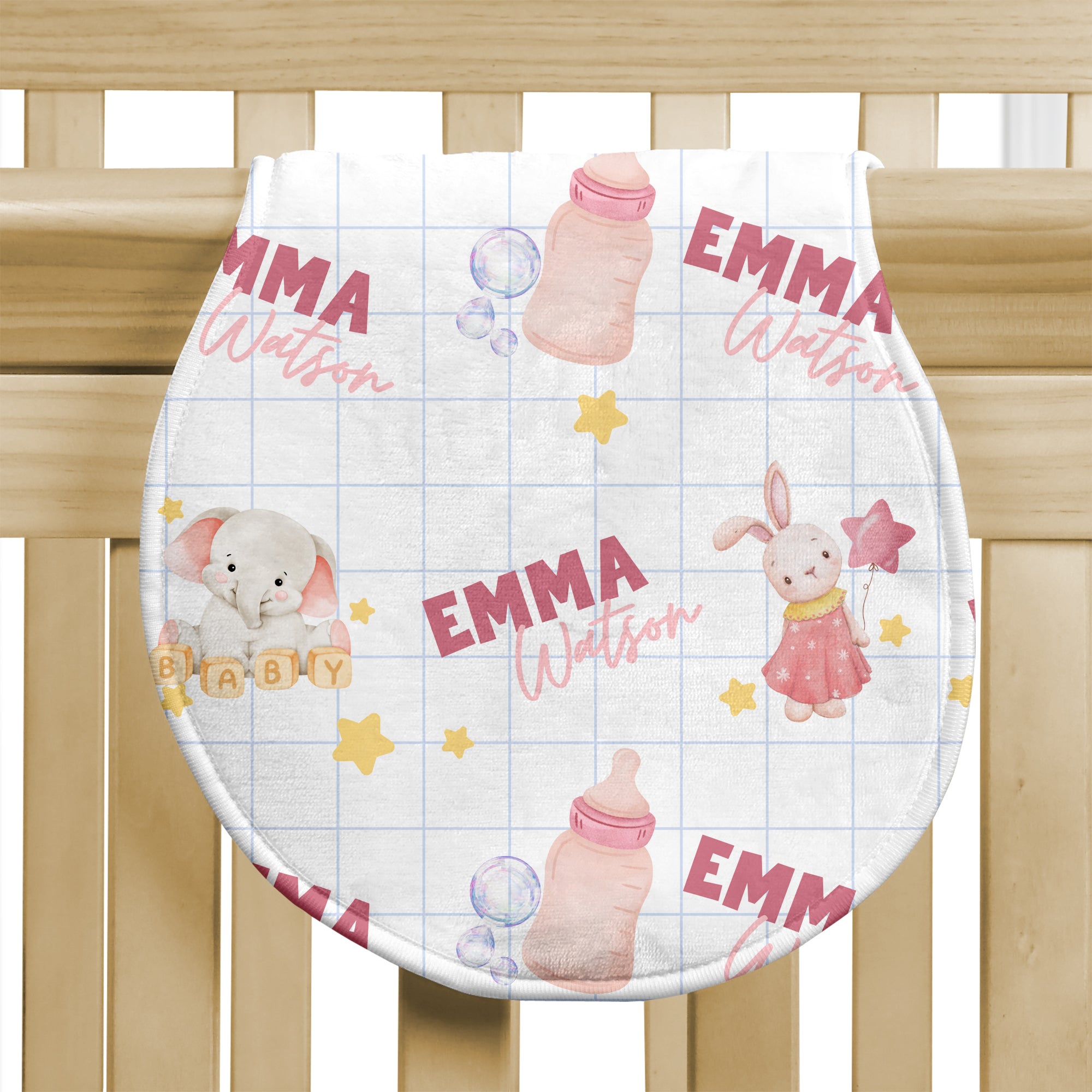 Personalized Bib and Burp Cloth Set in Pink Milk Drunk