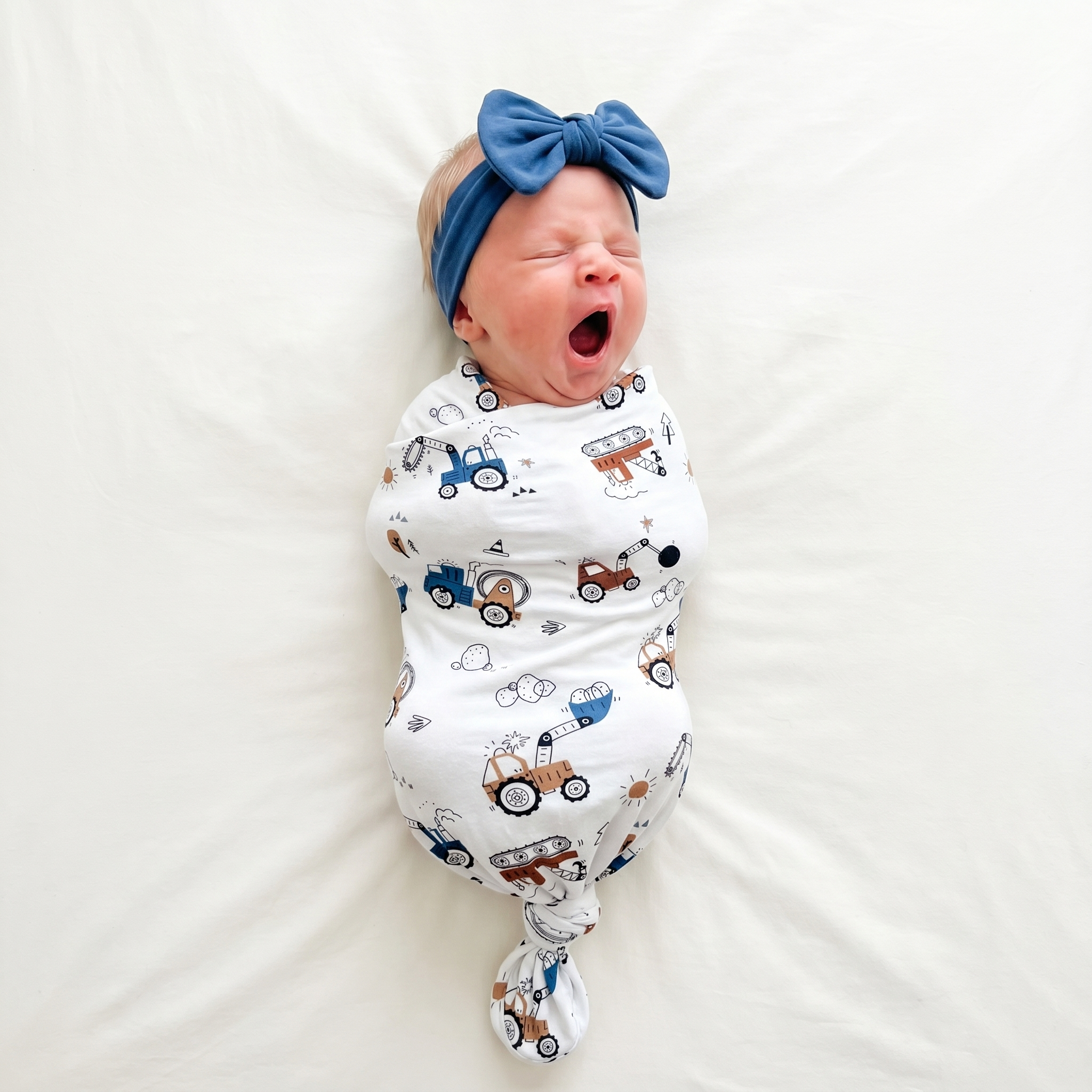 Personalized Swaddle in Construction Vehicle