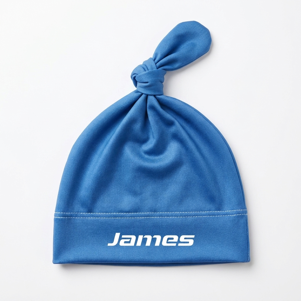 Personalized Knotted Hat in Blue