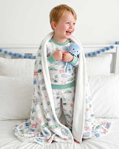 Personalized Blanket in Sea Animals
