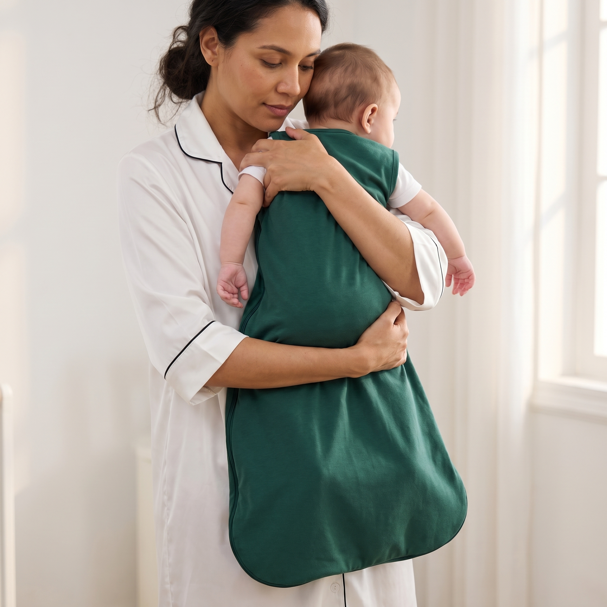 Embroidered Sleep Bag in Dark Green 0.5 TOG