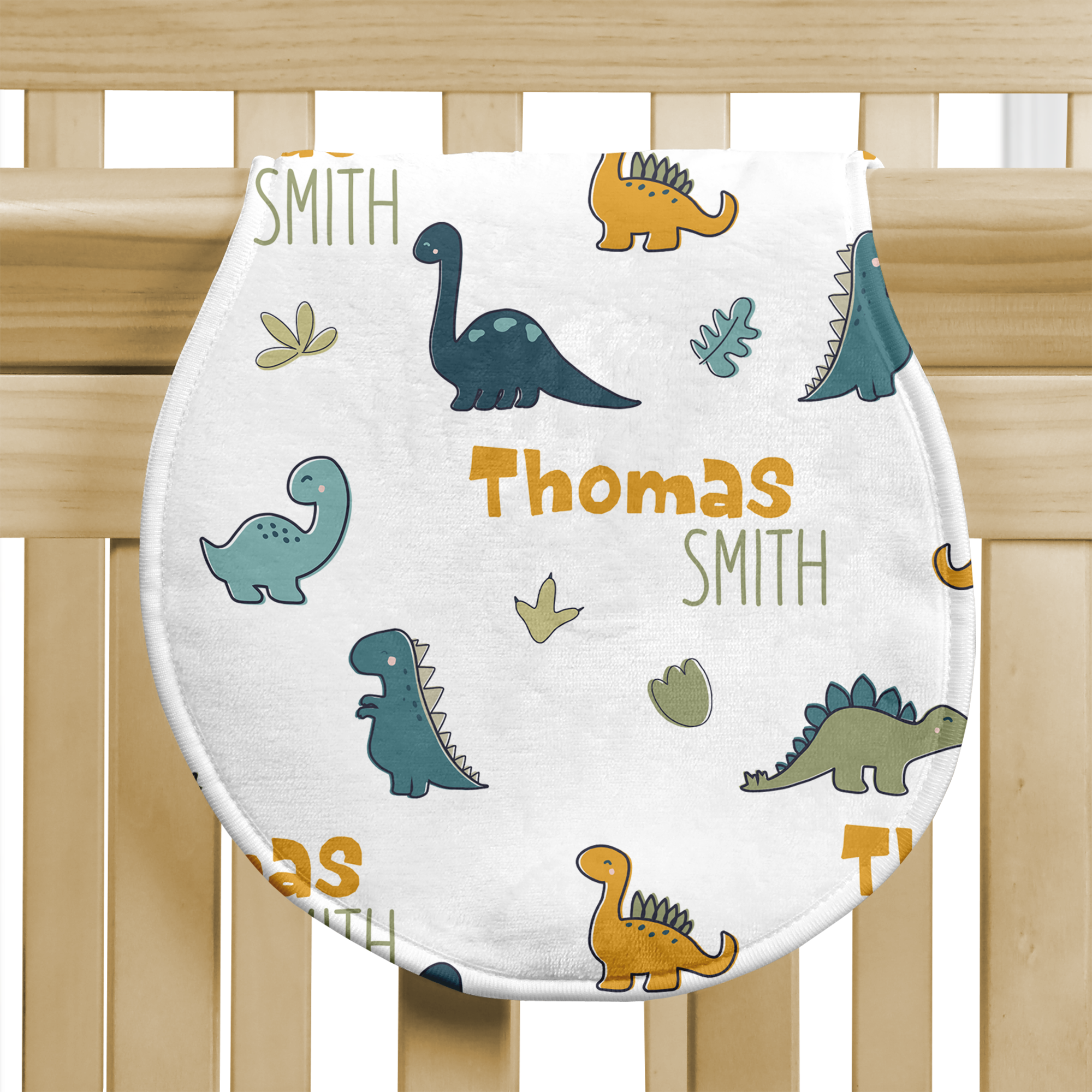 Personalized Bib and Burp Cloth Set in Mini Dinosaur