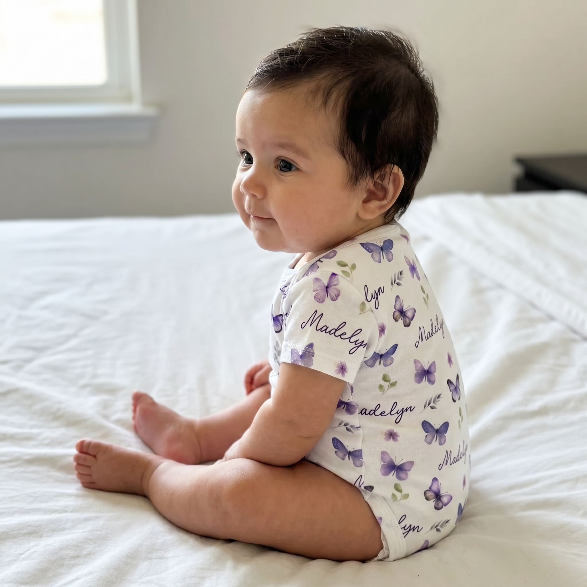 Personalized Bodysuit in Purple Butterfly