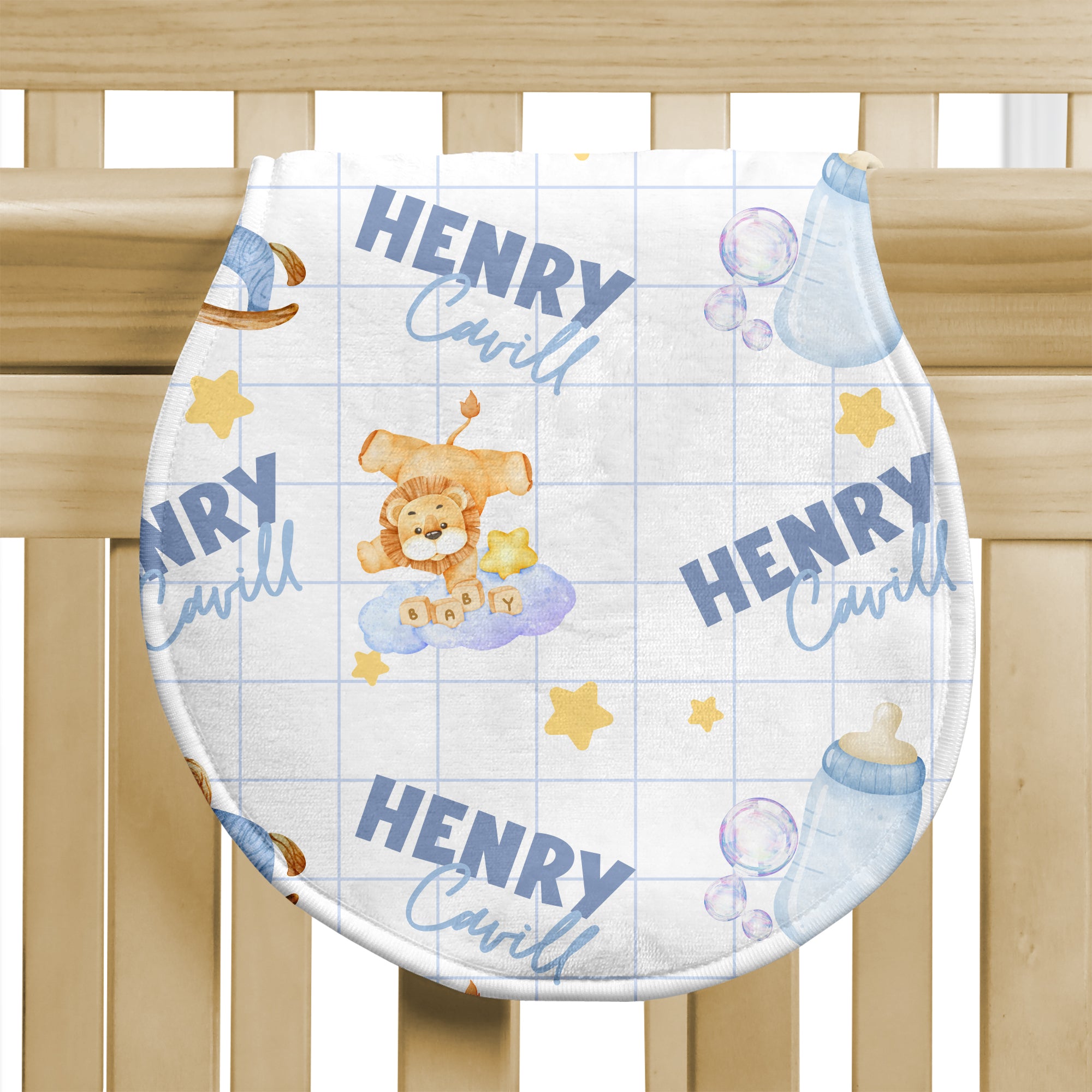 Personalized Bib and Burp Cloth Set in Blue Milk Drunk