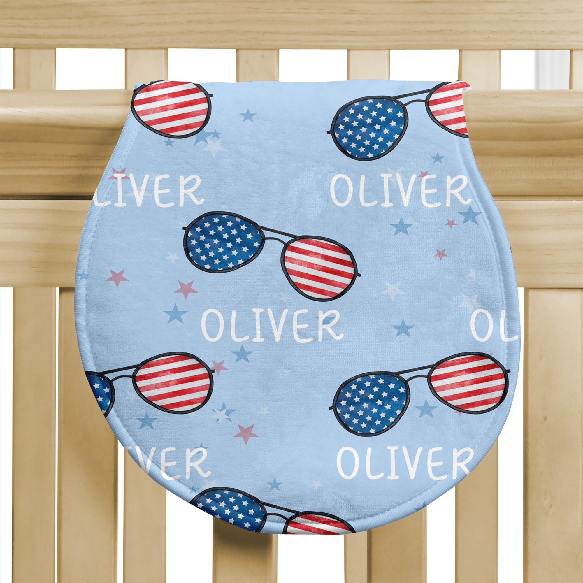 Personalized Bib and Burp Cloth Set in Patriotic