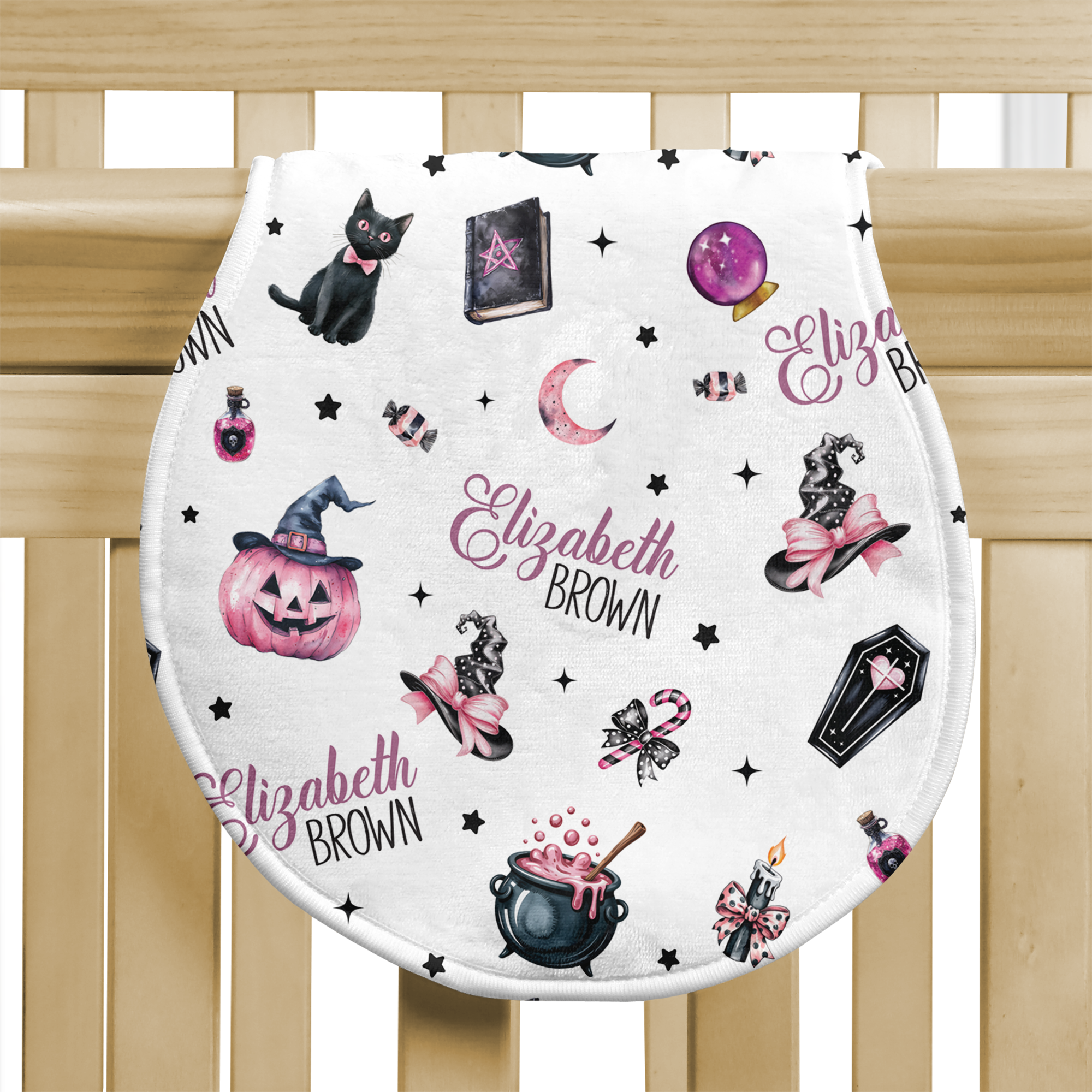 Personalized Bib and Burp Cloth Set in Mystic Lunar