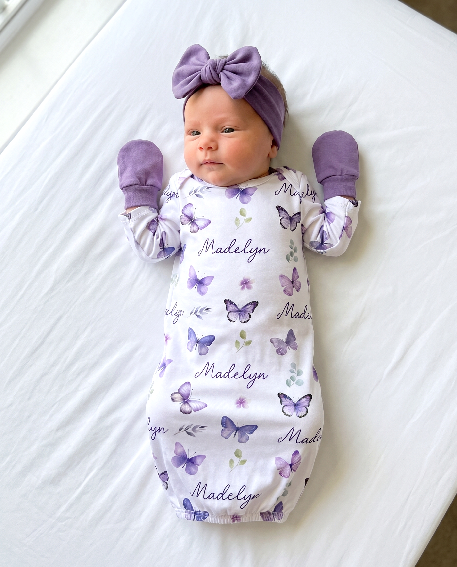 Personalized Sleep Gown in Purple Butterfly