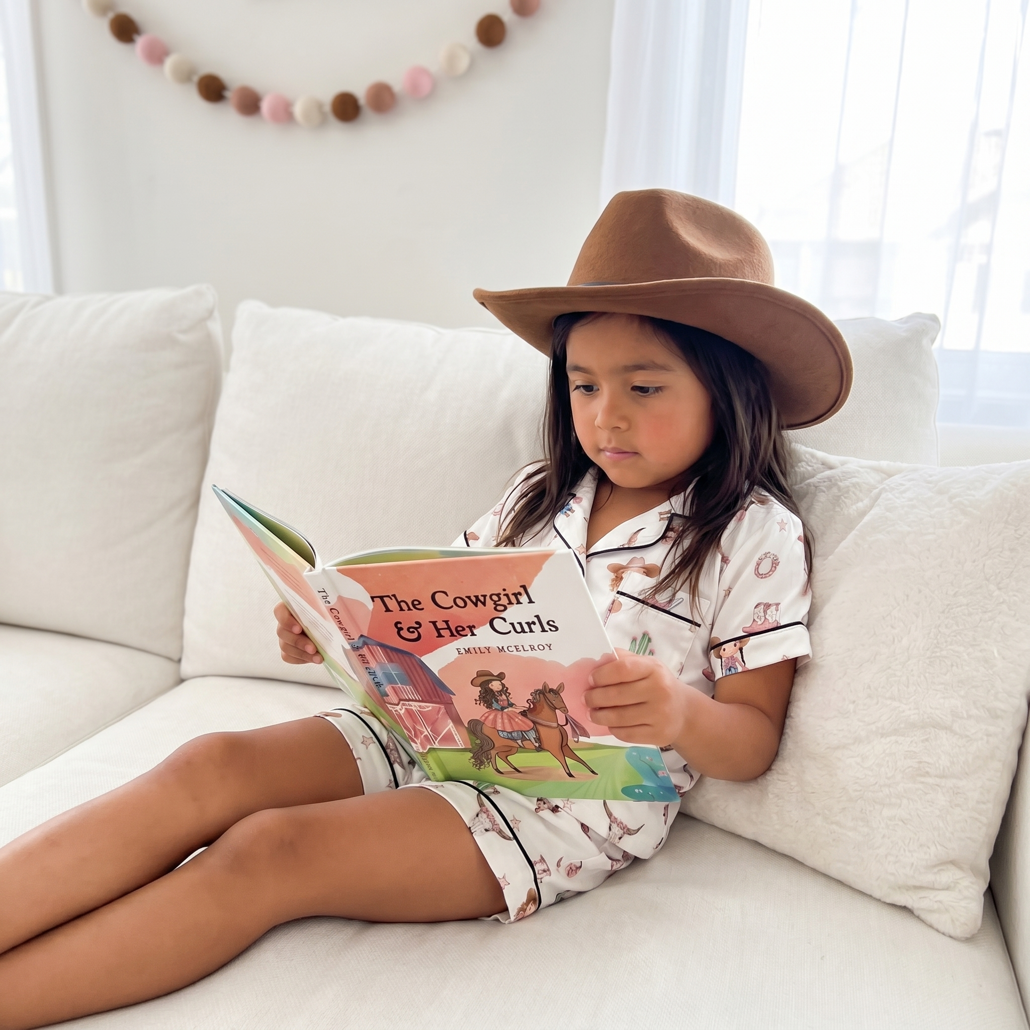Short-sleeved Kid's Pajama Set in Western Girl