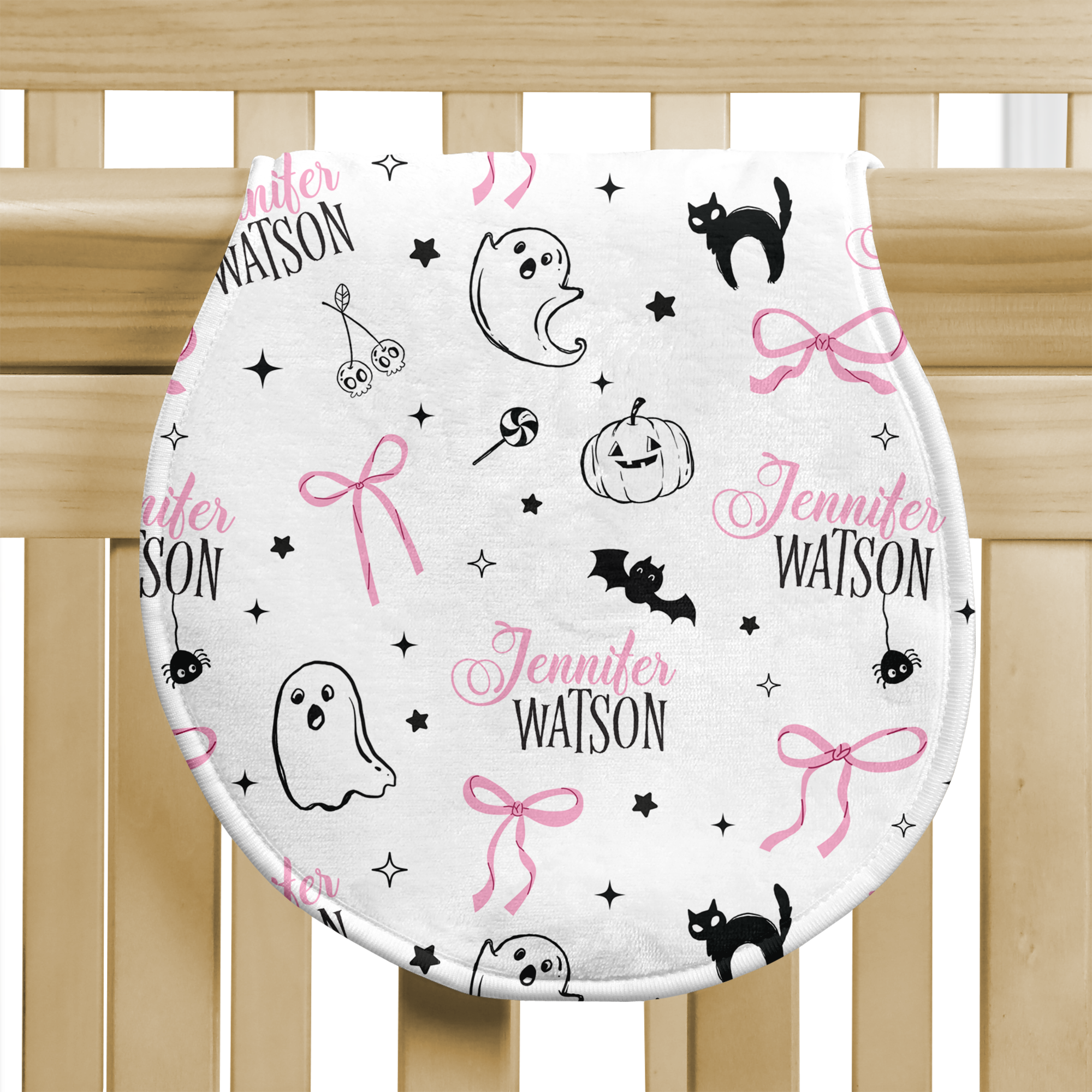 Personalized Bib and Burp Cloth Set in Boo Babes