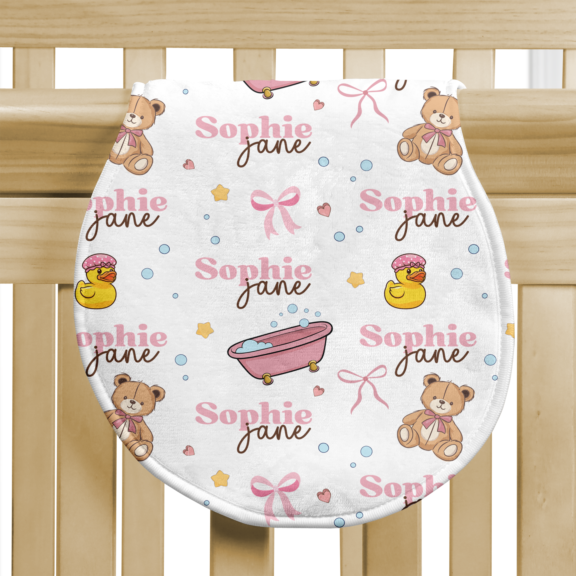 Personalized Bib and Burp Cloth Set in Bathtime Besties