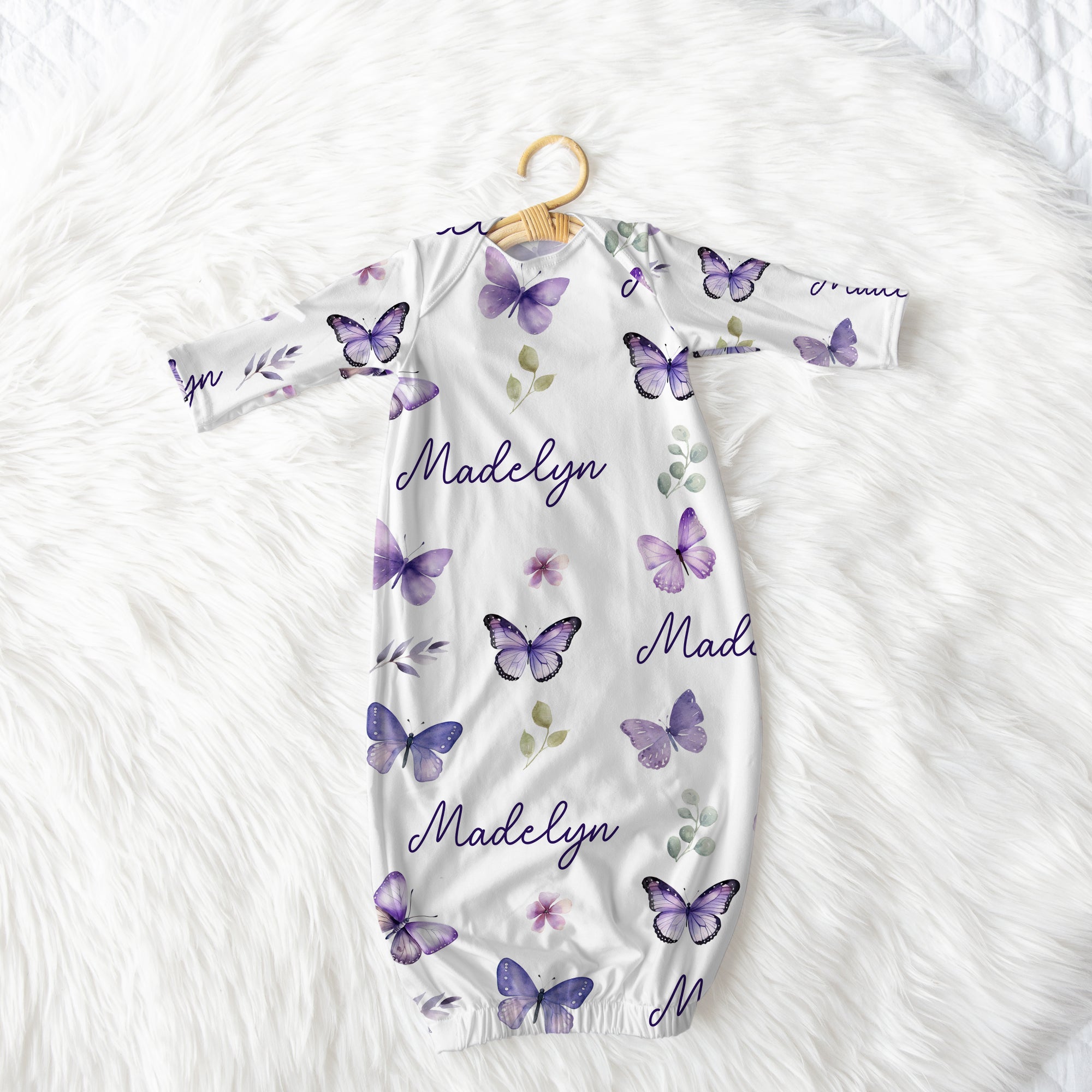 Personalized Sleep Gown in Purple Butterfly